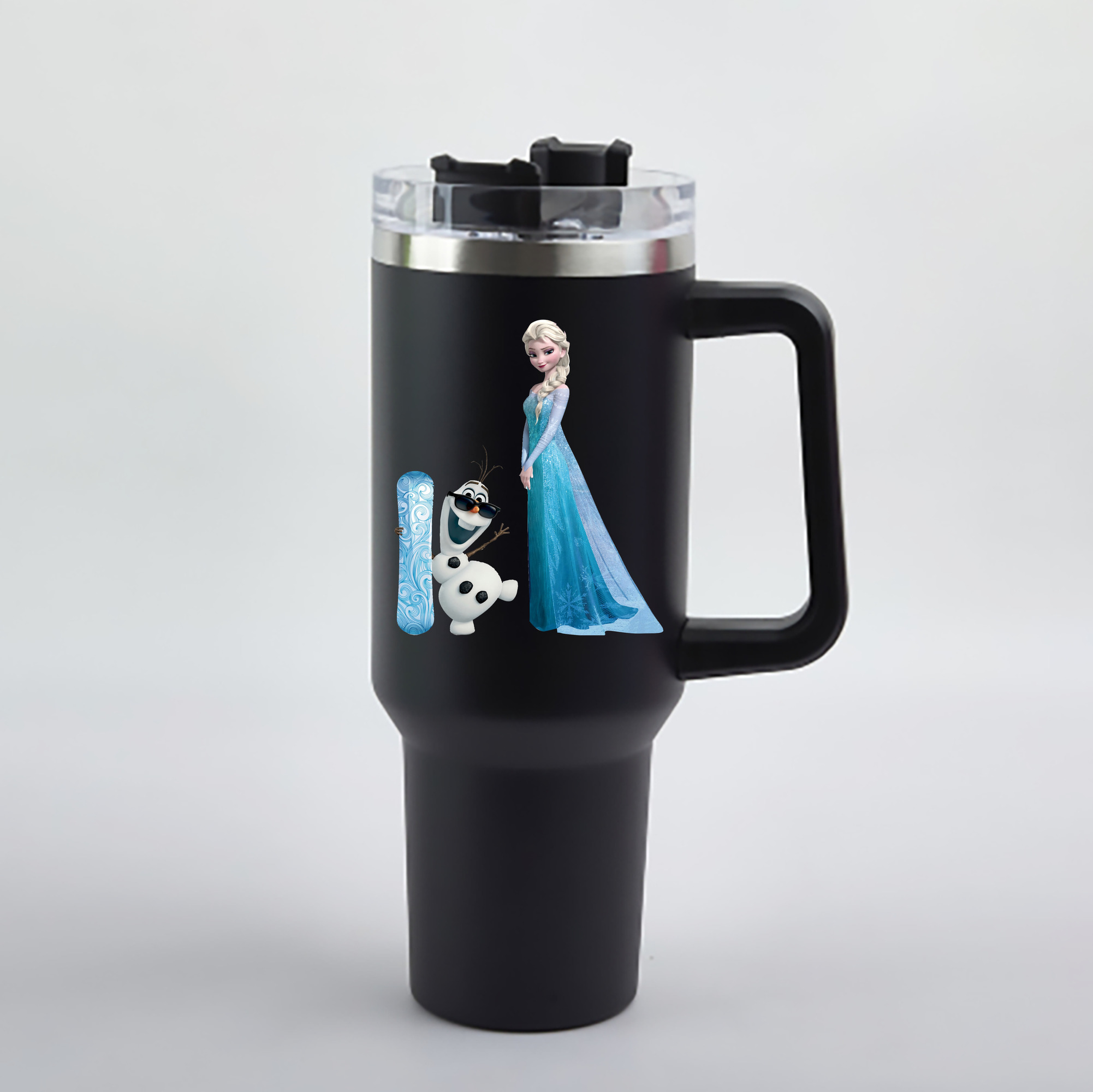 （画像用） アナと雪の女王 アンナ エルサ Frozen Anna Elsa 1200mL車用タンブラー - クリスタルステッカー（プラスチックストロー付き）