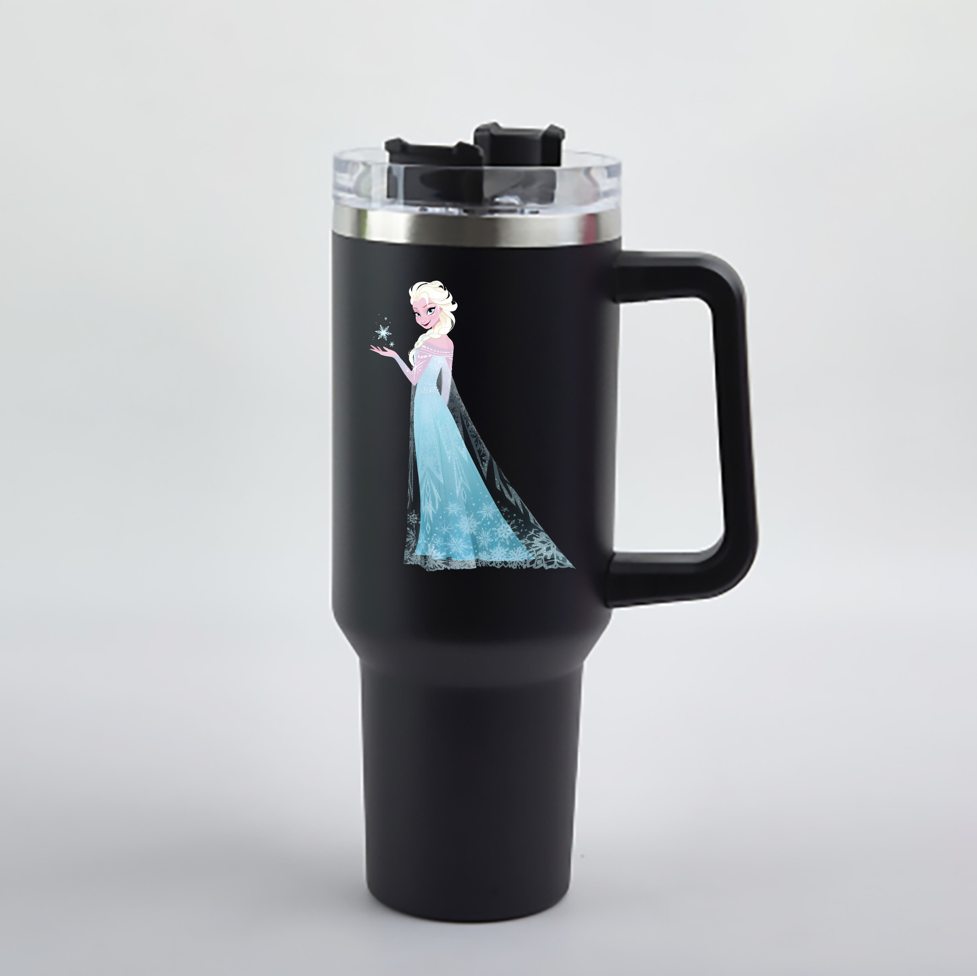 （画像用） アナと雪の女王 アンナ エルサ Frozen Anna Elsa 1200mL車用タンブラー - クリスタルステッカー（プラスチックストロー付き）