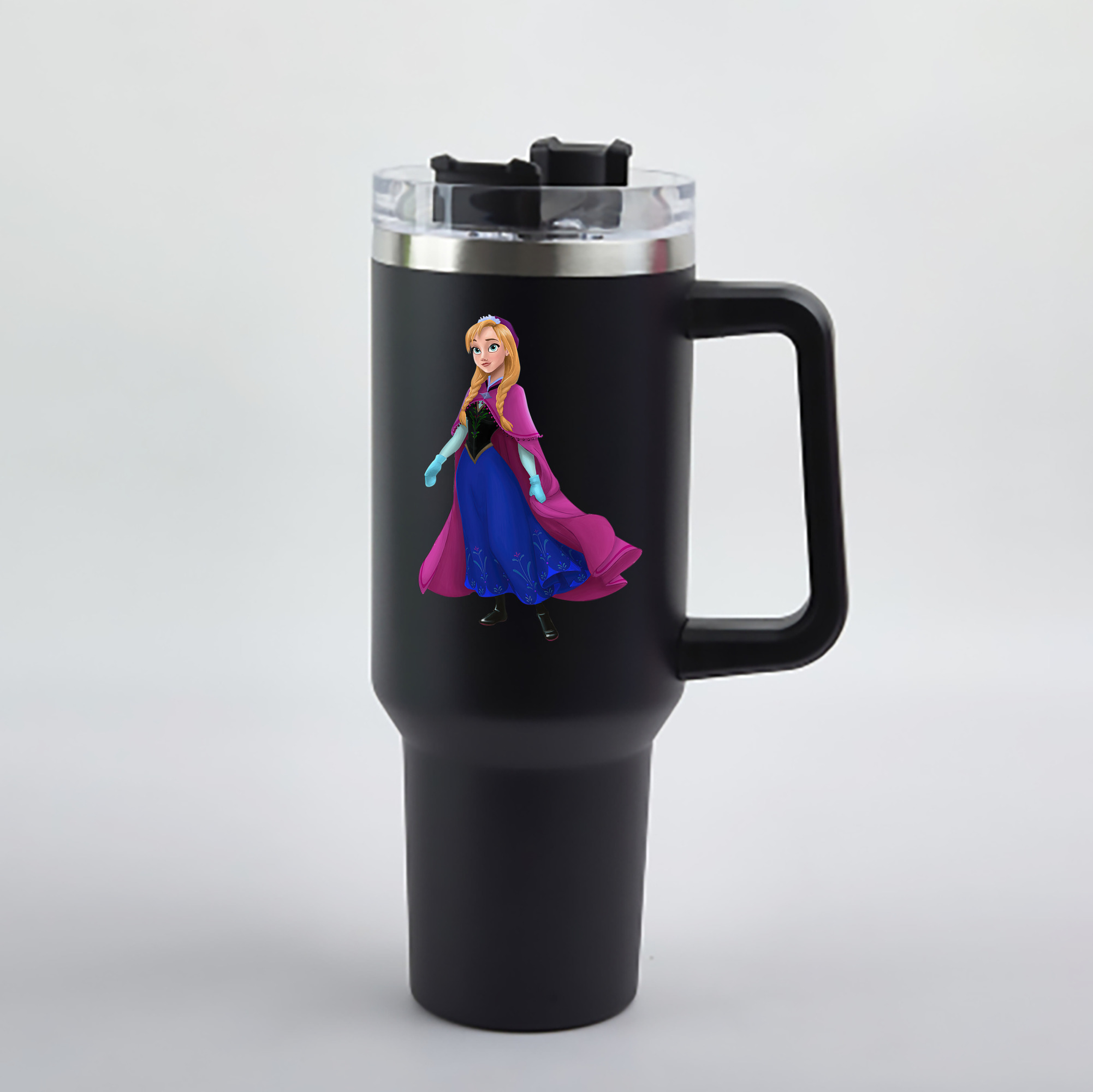 （画像用） アナと雪の女王 アンナ エルサ Frozen Anna Elsa 1200mL車用タンブラー - クリスタルステッカー（プラスチックストロー付き）