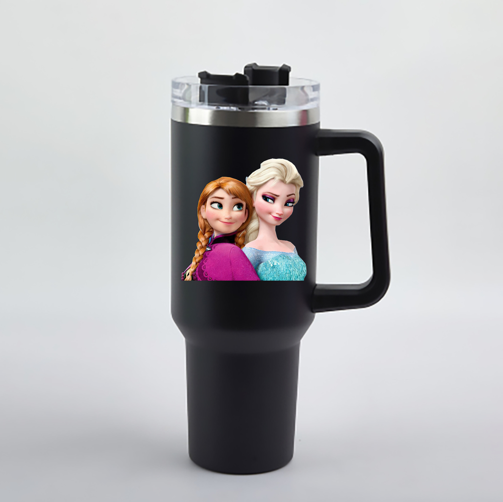 （画像用） アナと雪の女王 アンナ エルサ Frozen Anna Elsa 1200mL車用タンブラー - クリスタルステッカー（プラスチックストロー付き）