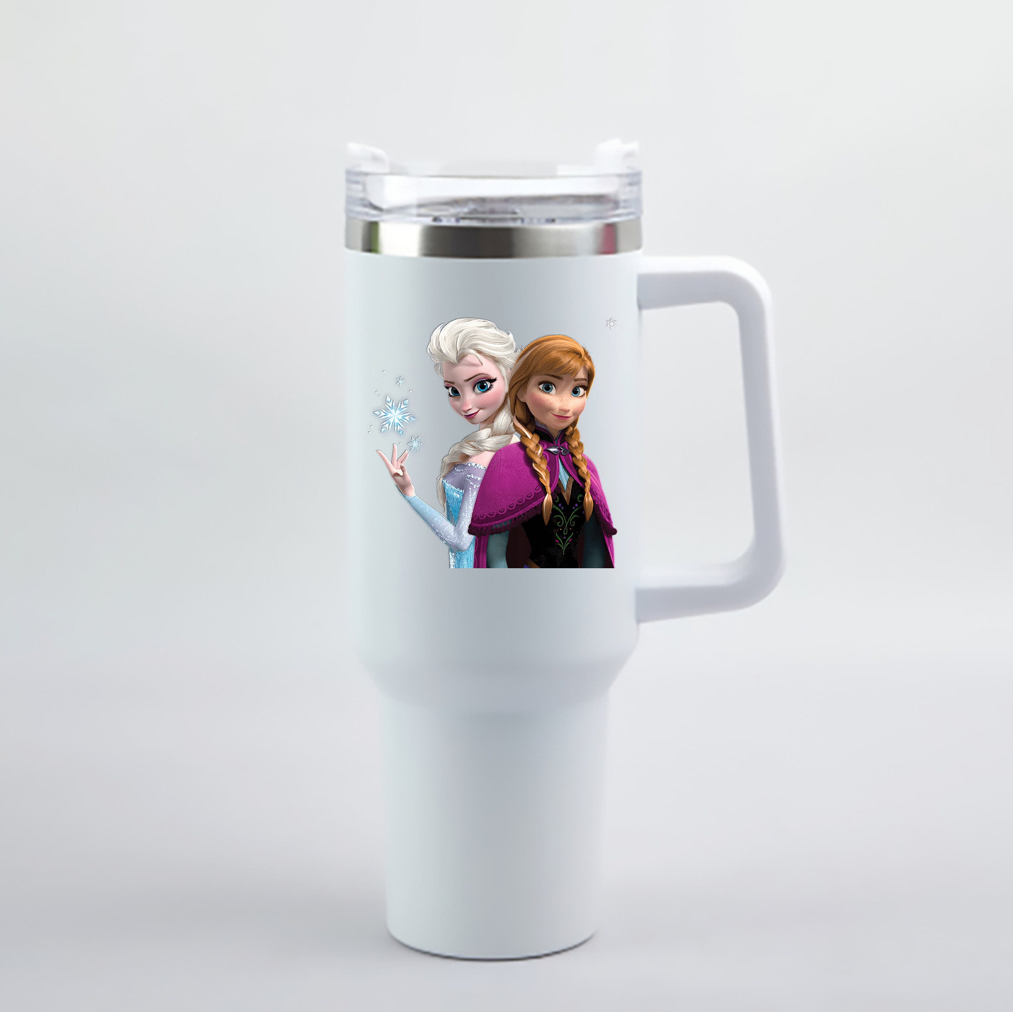 （画像用） アナと雪の女王 アンナ エルサ Frozen Anna Elsa 1200mL車用タンブラー - クリスタルステッカー（プラスチックストロー付き）