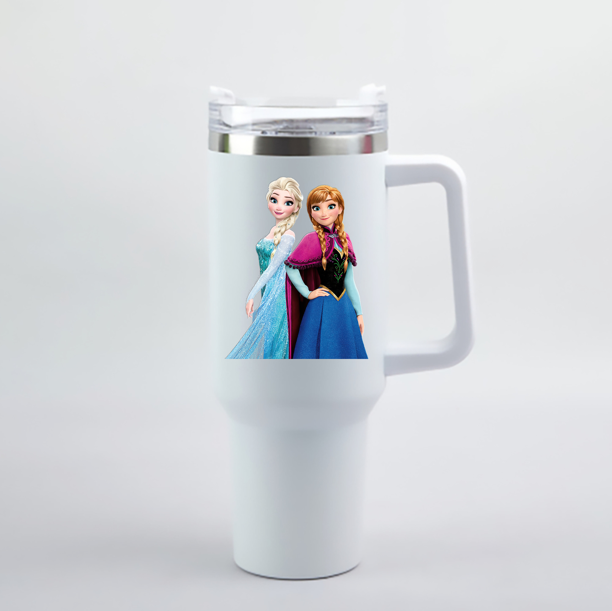 （画像用） アナと雪の女王 アンナ エルサ Frozen Anna Elsa 1200mL車用タンブラー - クリスタルステッカー（プラスチックストロー付き）
