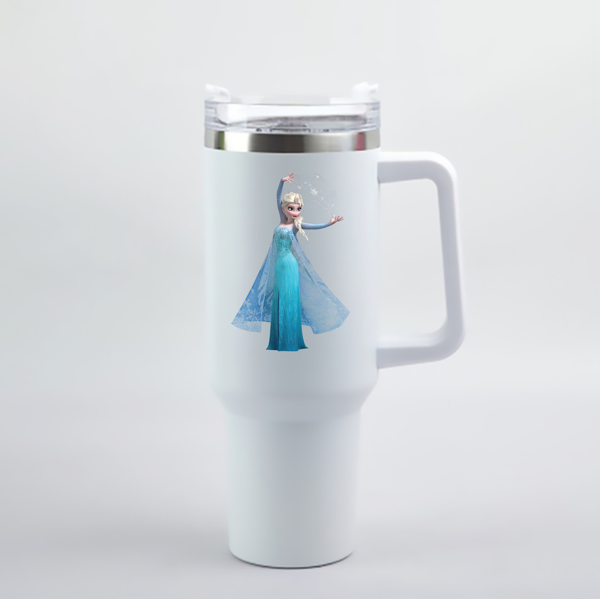 （画像用） アナと雪の女王 アンナ エルサ Frozen Anna Elsa 1200mL車用タンブラー - クリスタルステッカー（プラスチックストロー付き）
