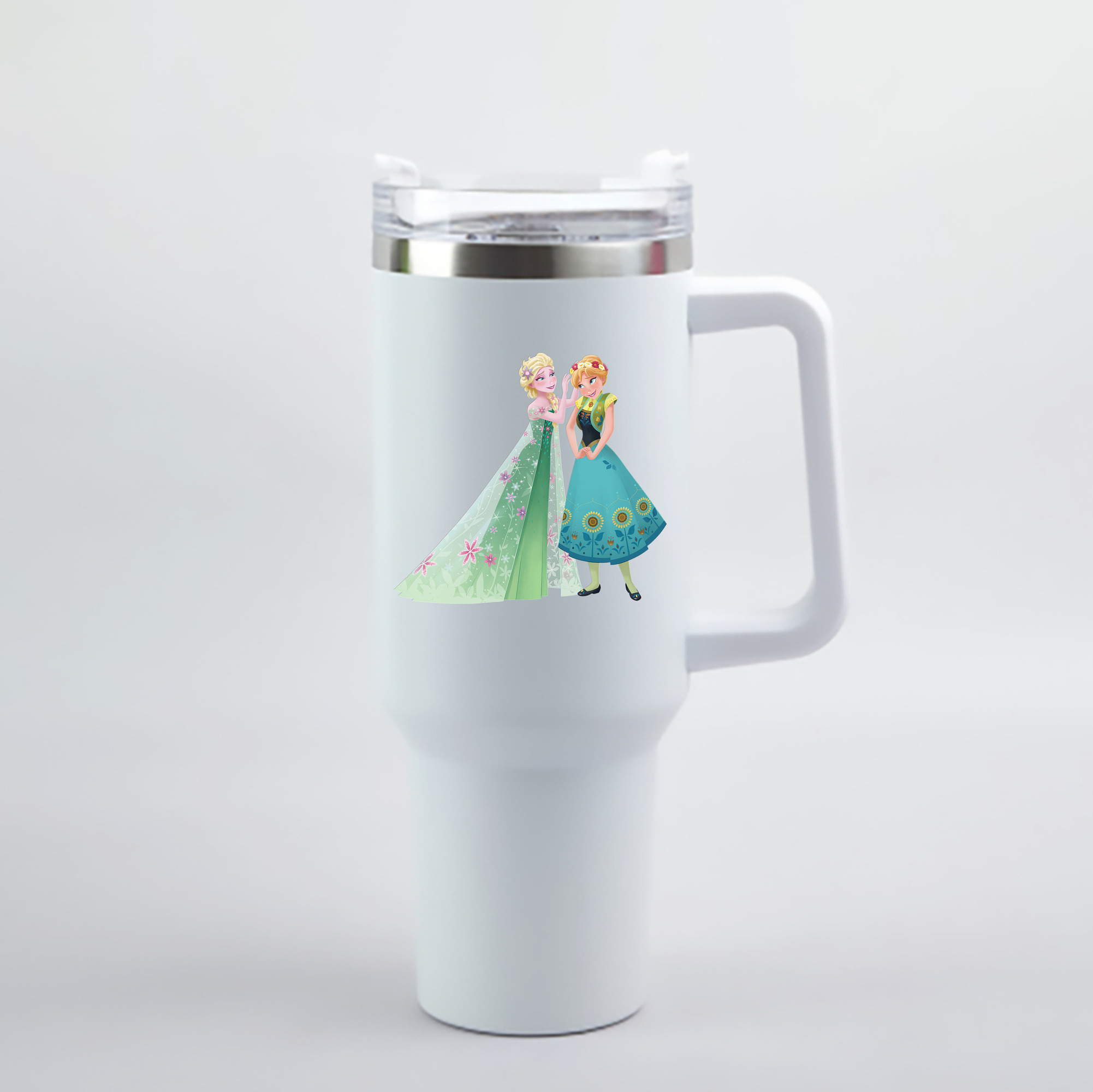 （画像用） アナと雪の女王 アンナ エルサ Frozen Anna Elsa 1200mL車用タンブラー - クリスタルステッカー（プラスチックストロー付き）