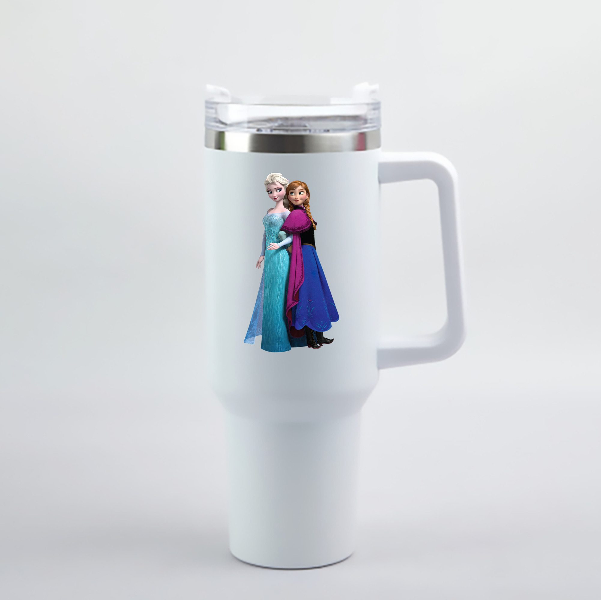 （画像用） アナと雪の女王 アンナ エルサ Frozen Anna Elsa 1200mL車用タンブラー - クリスタルステッカー（プラスチックストロー付き）