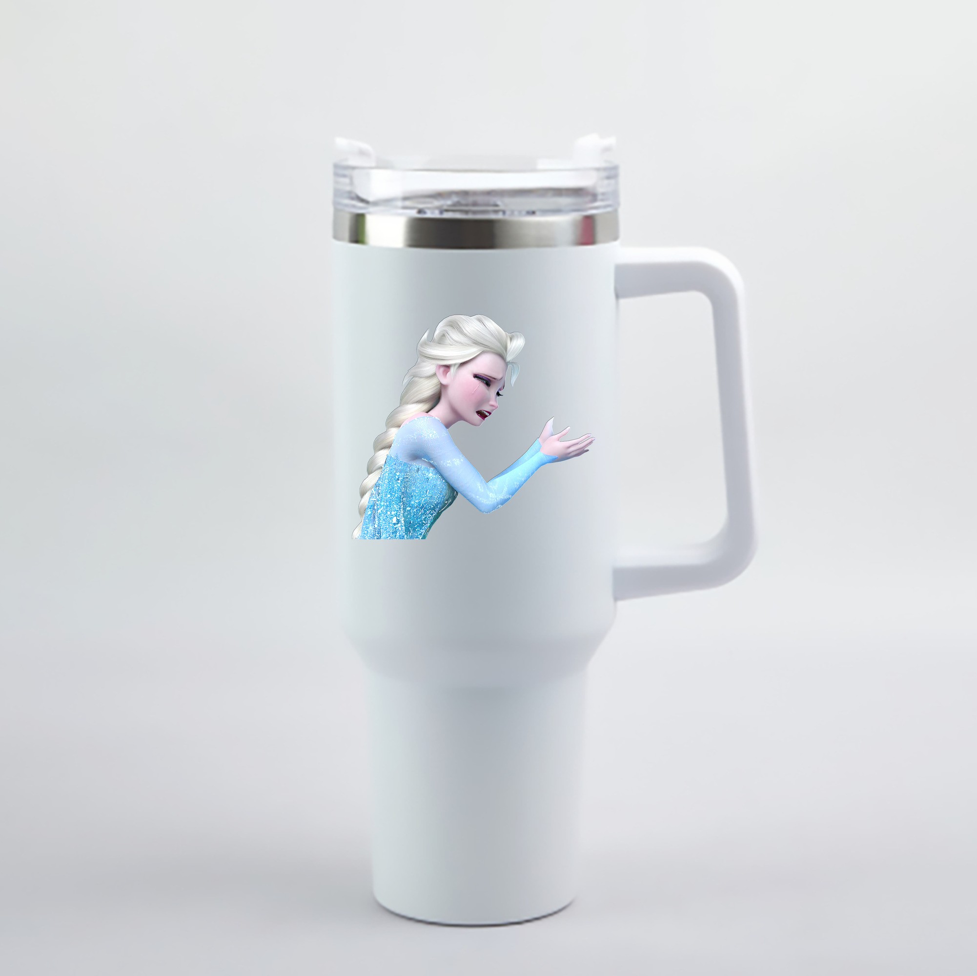 （画像用） アナと雪の女王 アンナ エルサ Frozen Anna Elsa 1200mL車用タンブラー - クリスタルステッカー（プラスチックストロー付き）