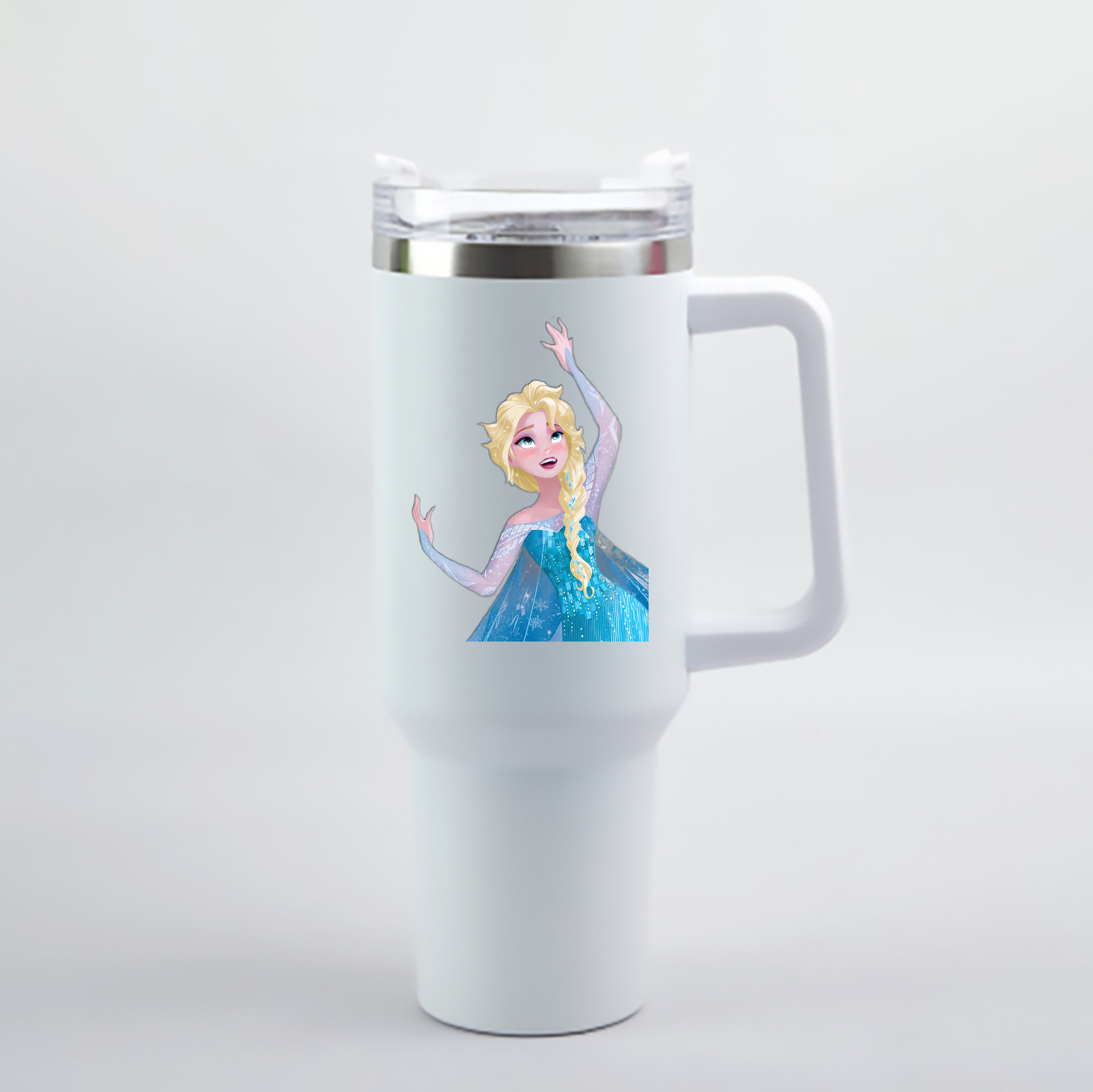 （画像用） アナと雪の女王 アンナ エルサ Frozen Anna Elsa 1200mL車用タンブラー - クリスタルステッカー（プラスチックストロー付き）