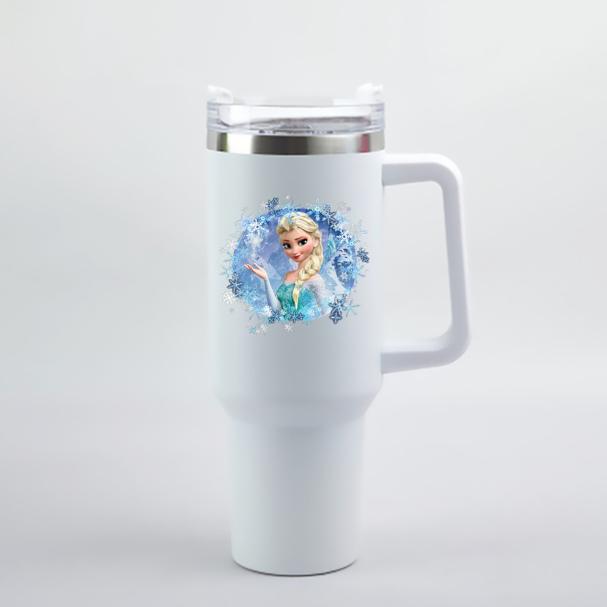 （画像用） アナと雪の女王 アンナ エルサ Frozen Anna Elsa 1200mL車用タンブラー - クリスタルステッカー（プラスチックストロー付き）