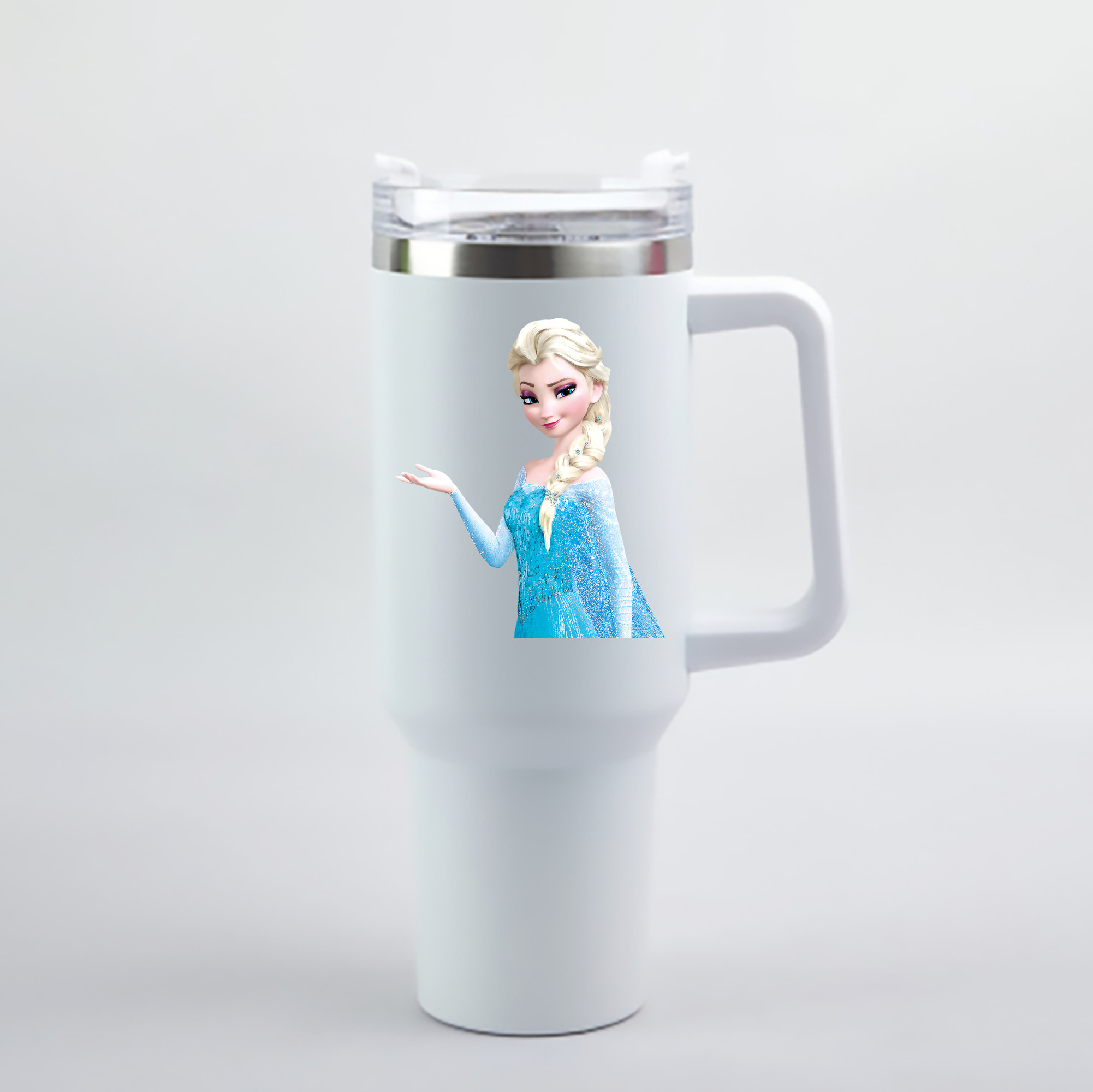 （画像用） アナと雪の女王 アンナ エルサ Frozen Anna Elsa 1200mL車用タンブラー - クリスタルステッカー（プラスチックストロー付き）