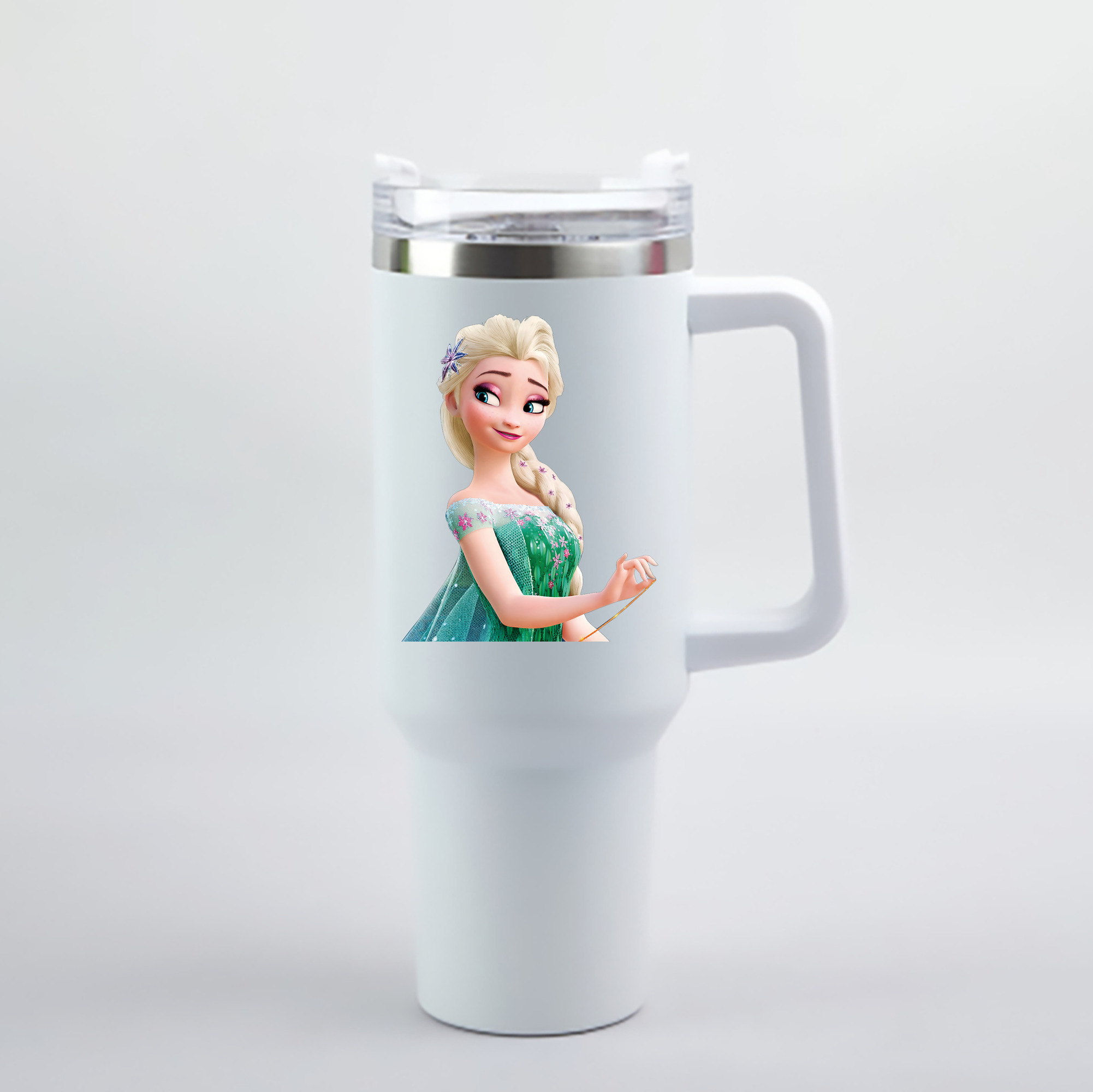 （画像用） アナと雪の女王 アンナ エルサ Frozen Anna Elsa 1200mL車用タンブラー - クリスタルステッカー（プラスチックストロー付き）