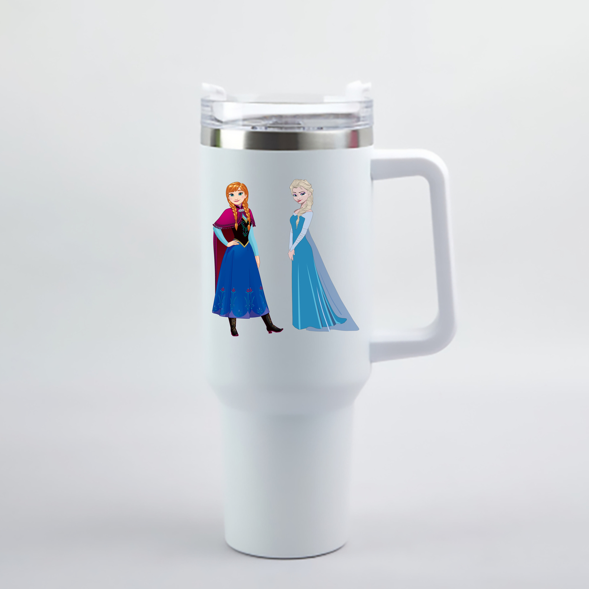 （画像用） アナと雪の女王 アンナ エルサ Frozen Anna Elsa 1200mL車用タンブラー - クリスタルステッカー（プラスチックストロー付き）