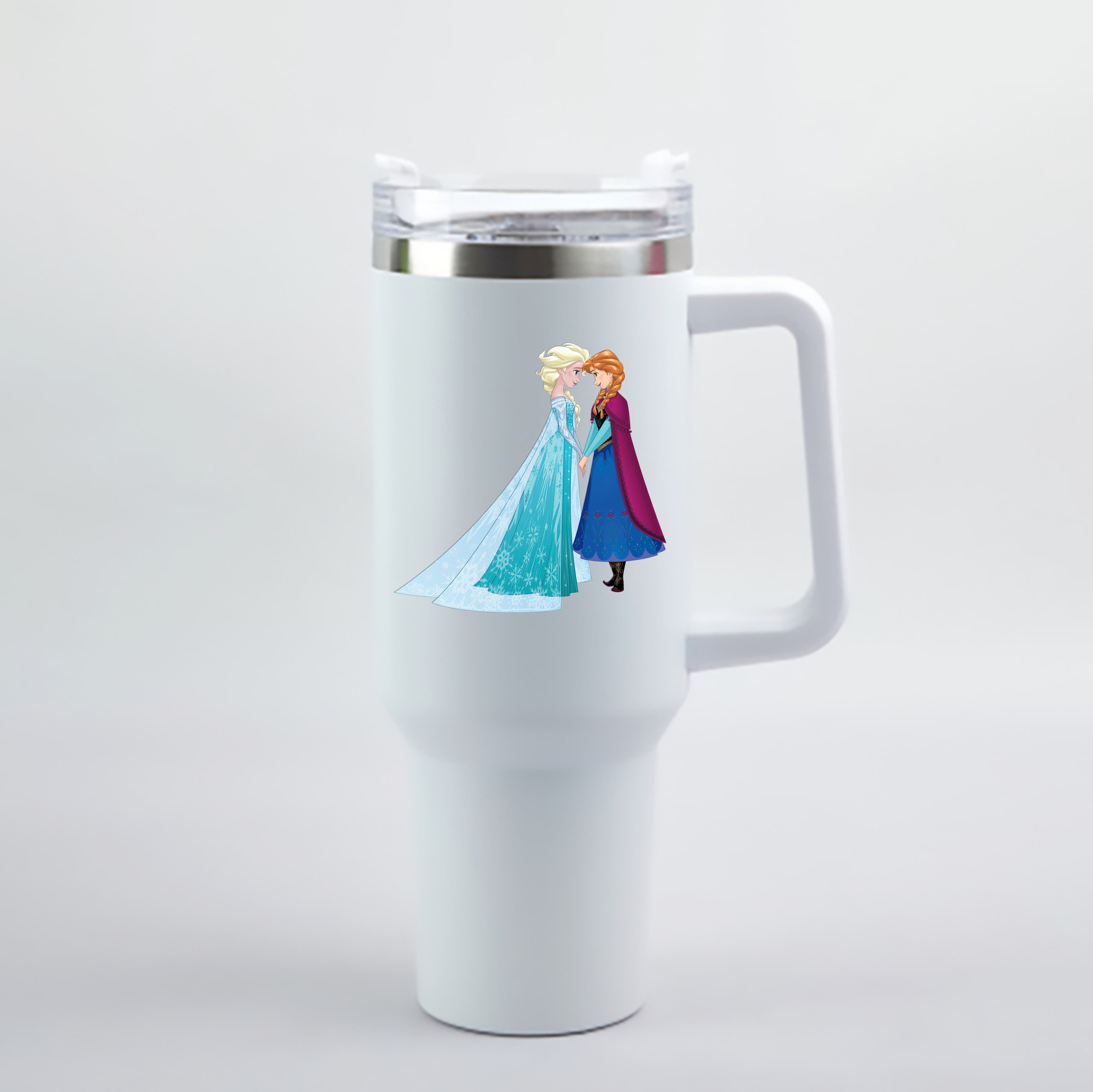 （画像用） アナと雪の女王 アンナ エルサ Frozen Anna Elsa 1200mL車用タンブラー - クリスタルステッカー（プラスチックストロー付き）