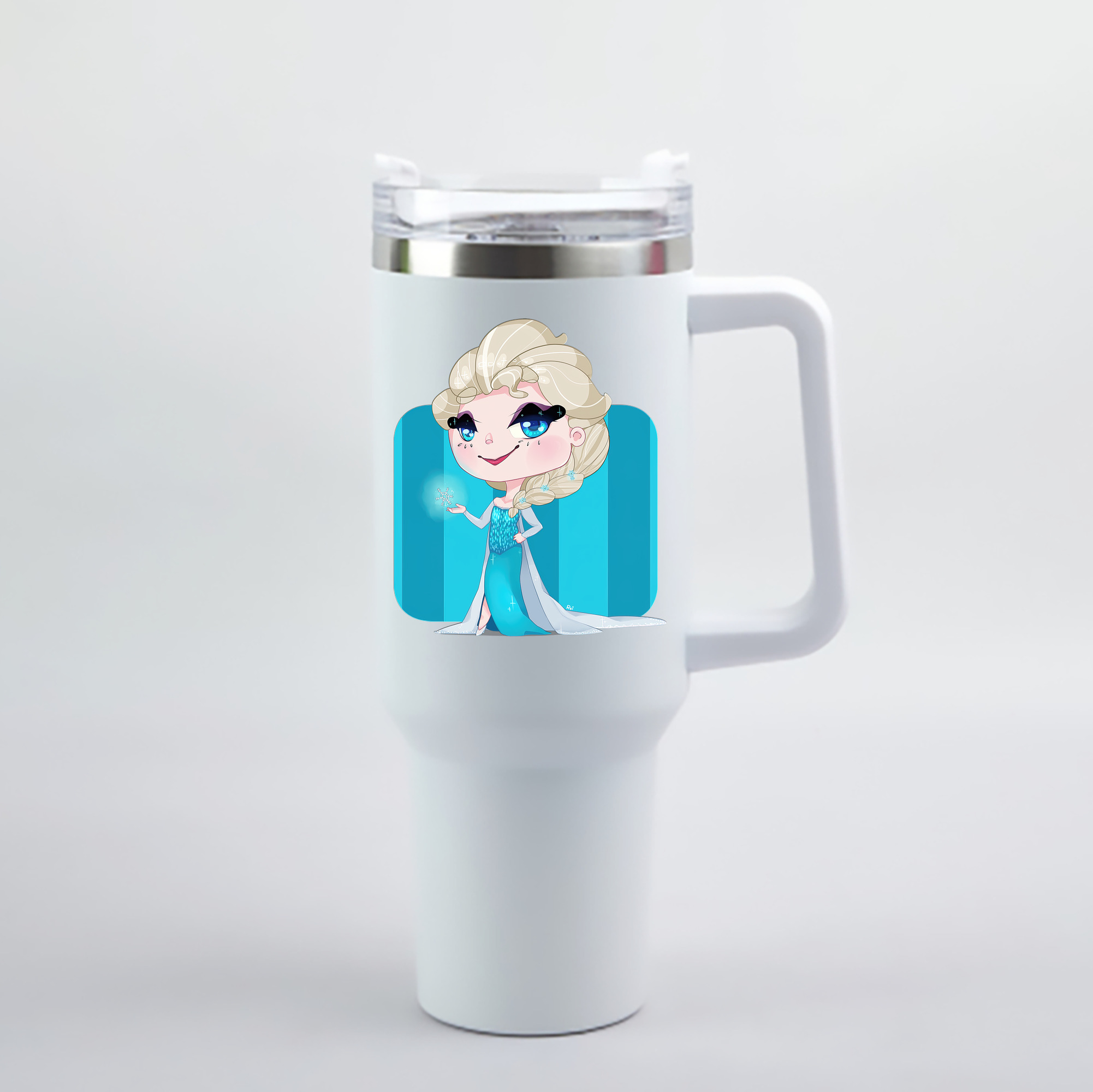 （画像用） アナと雪の女王 アンナ エルサ Frozen Anna Elsa 1200mL車用タンブラー - クリスタルステッカー（プラスチックストロー付き）