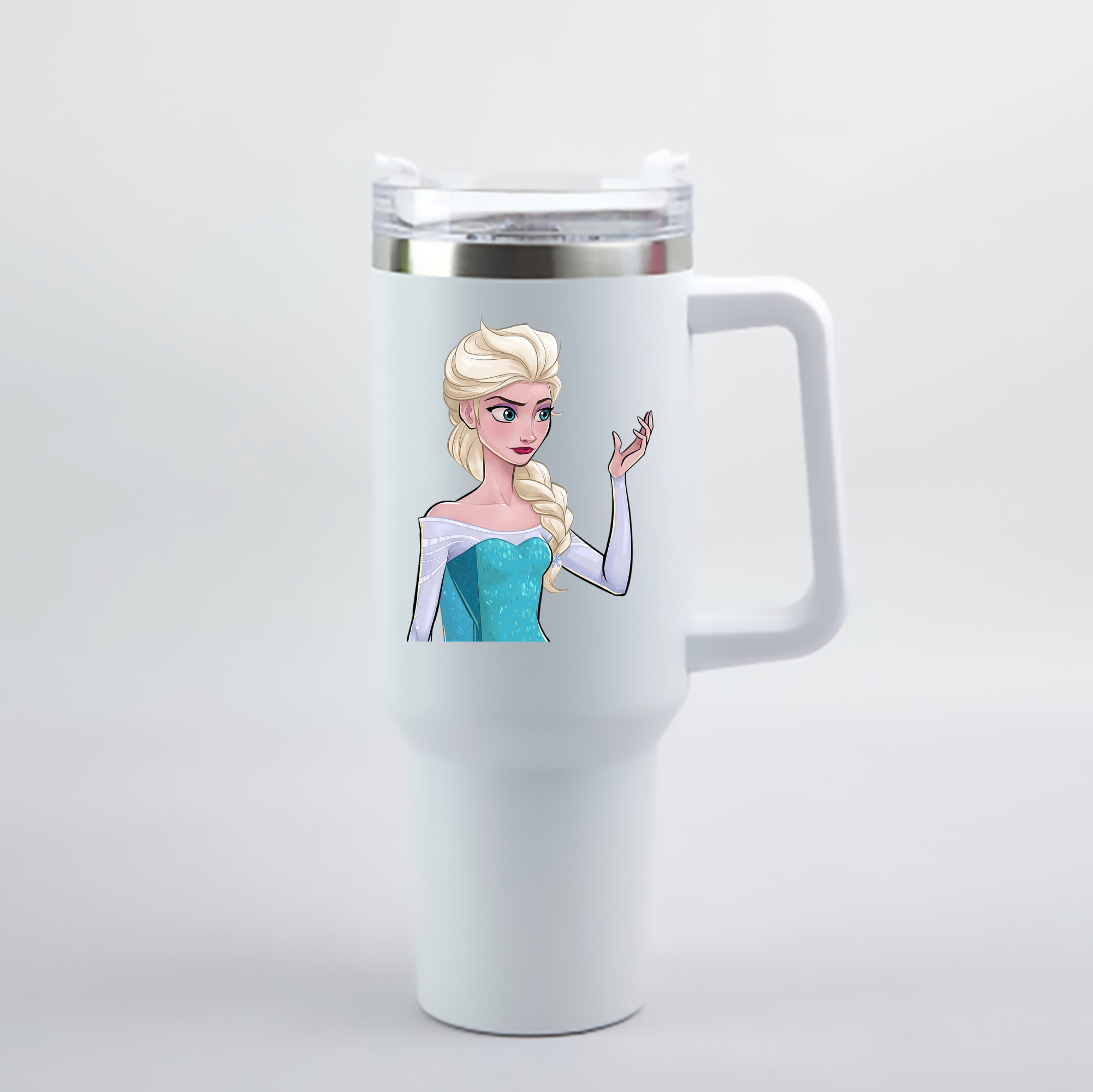 （画像用） アナと雪の女王 アンナ エルサ Frozen Anna Elsa 1200mL車用タンブラー - クリスタルステッカー（プラスチックストロー付き）