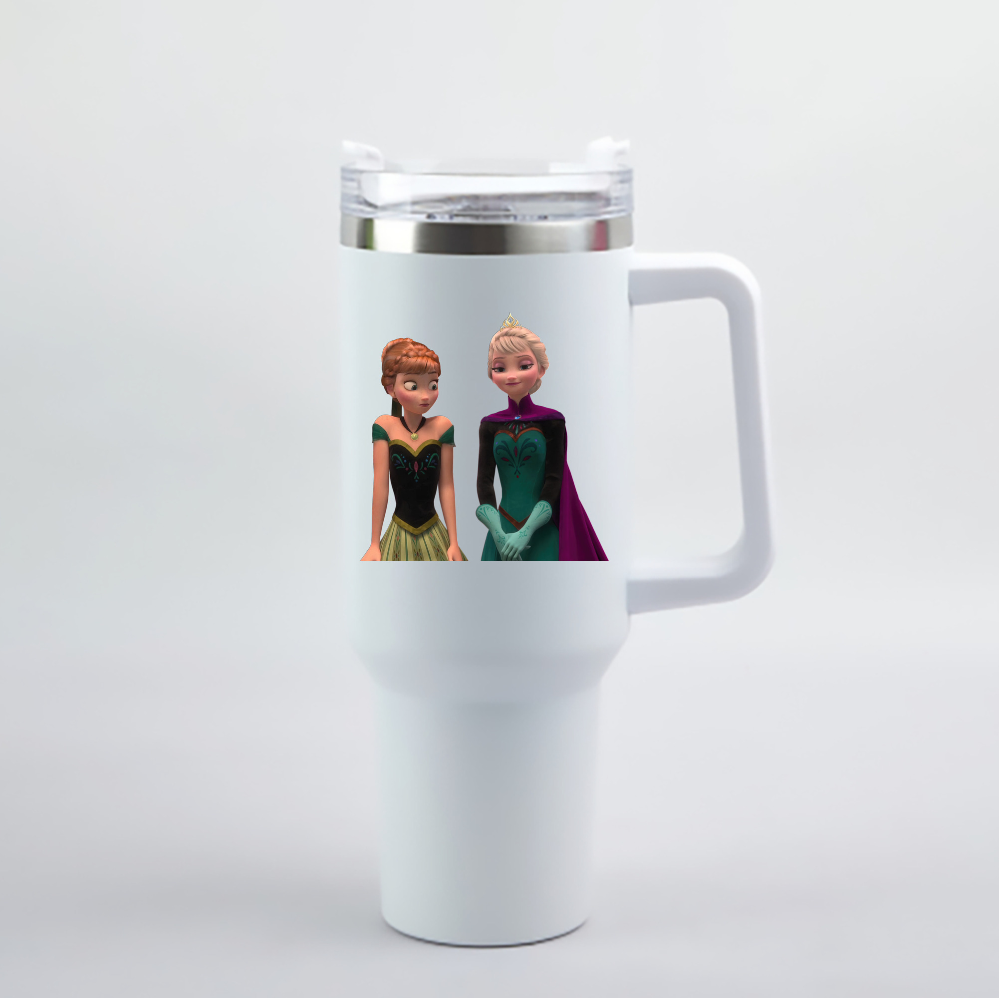 （画像用） アナと雪の女王 アンナ エルサ Frozen Anna Elsa 1200mL車用タンブラー - クリスタルステッカー（プラスチックストロー付き）