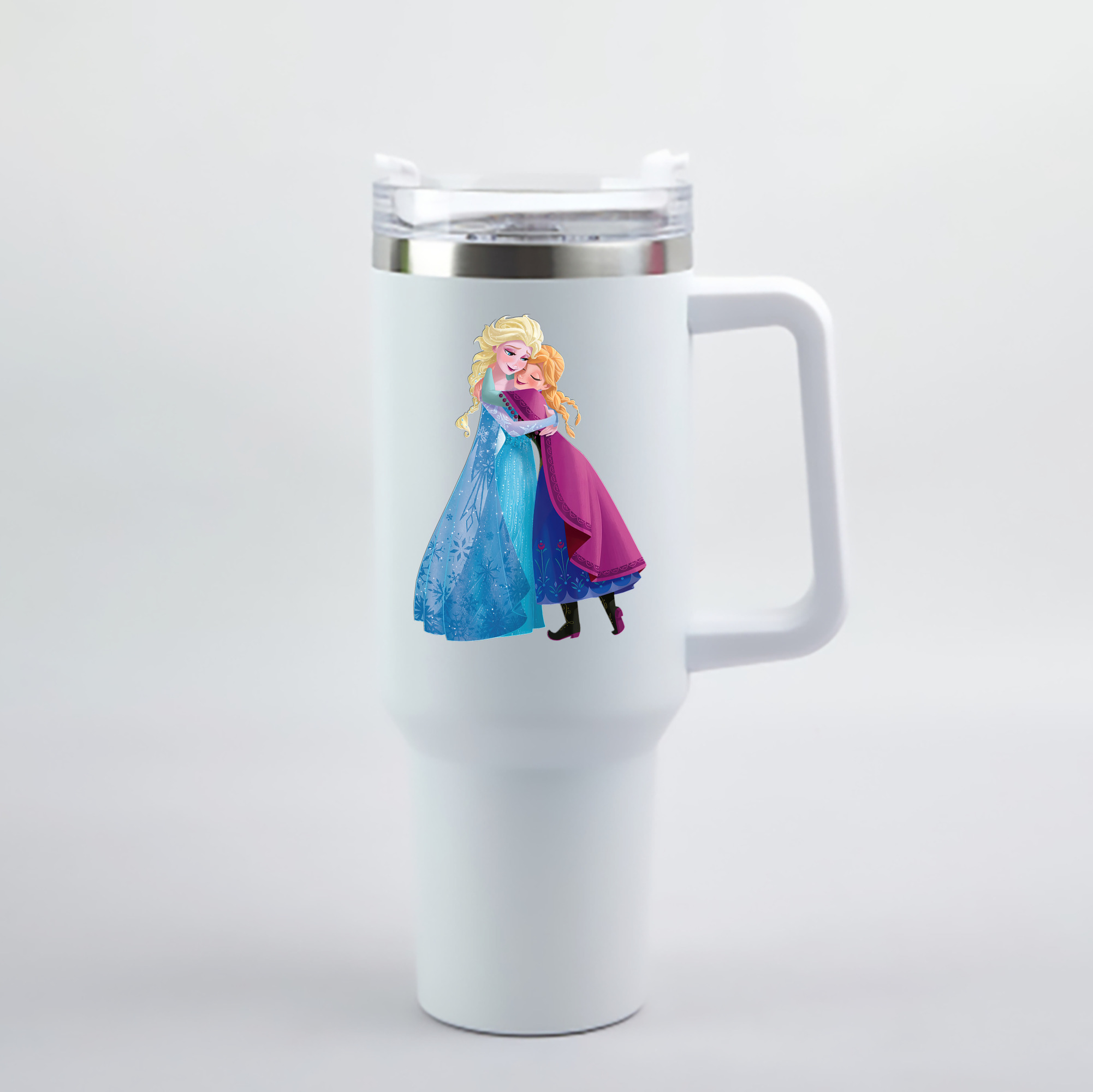 （画像用） アナと雪の女王 アンナ エルサ Frozen Anna Elsa 1200mL車用タンブラー - クリスタルステッカー（プラスチックストロー付き）