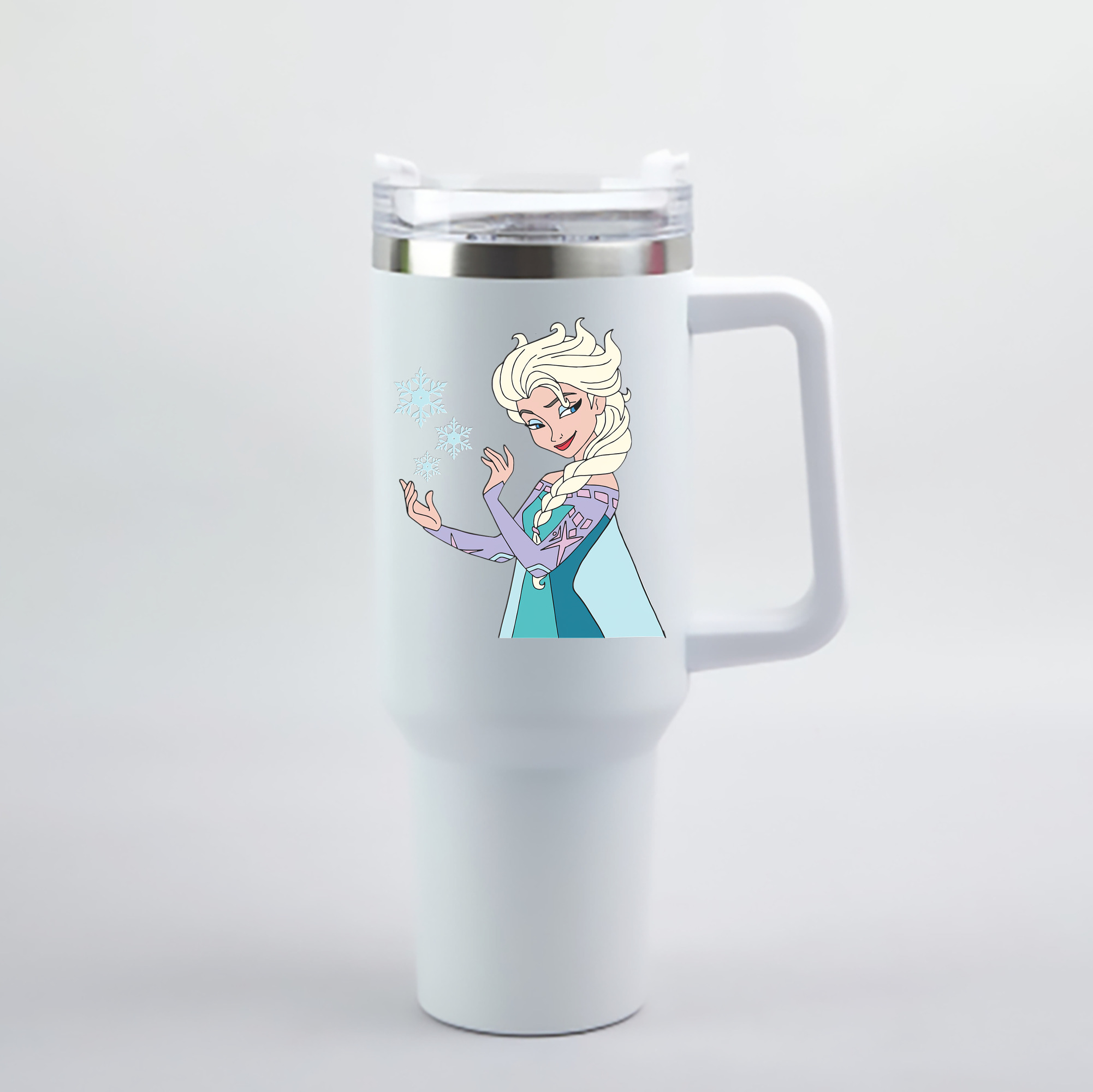 （画像用） アナと雪の女王 アンナ エルサ Frozen Anna Elsa 1200mL車用タンブラー - クリスタルステッカー（プラスチックストロー付き）