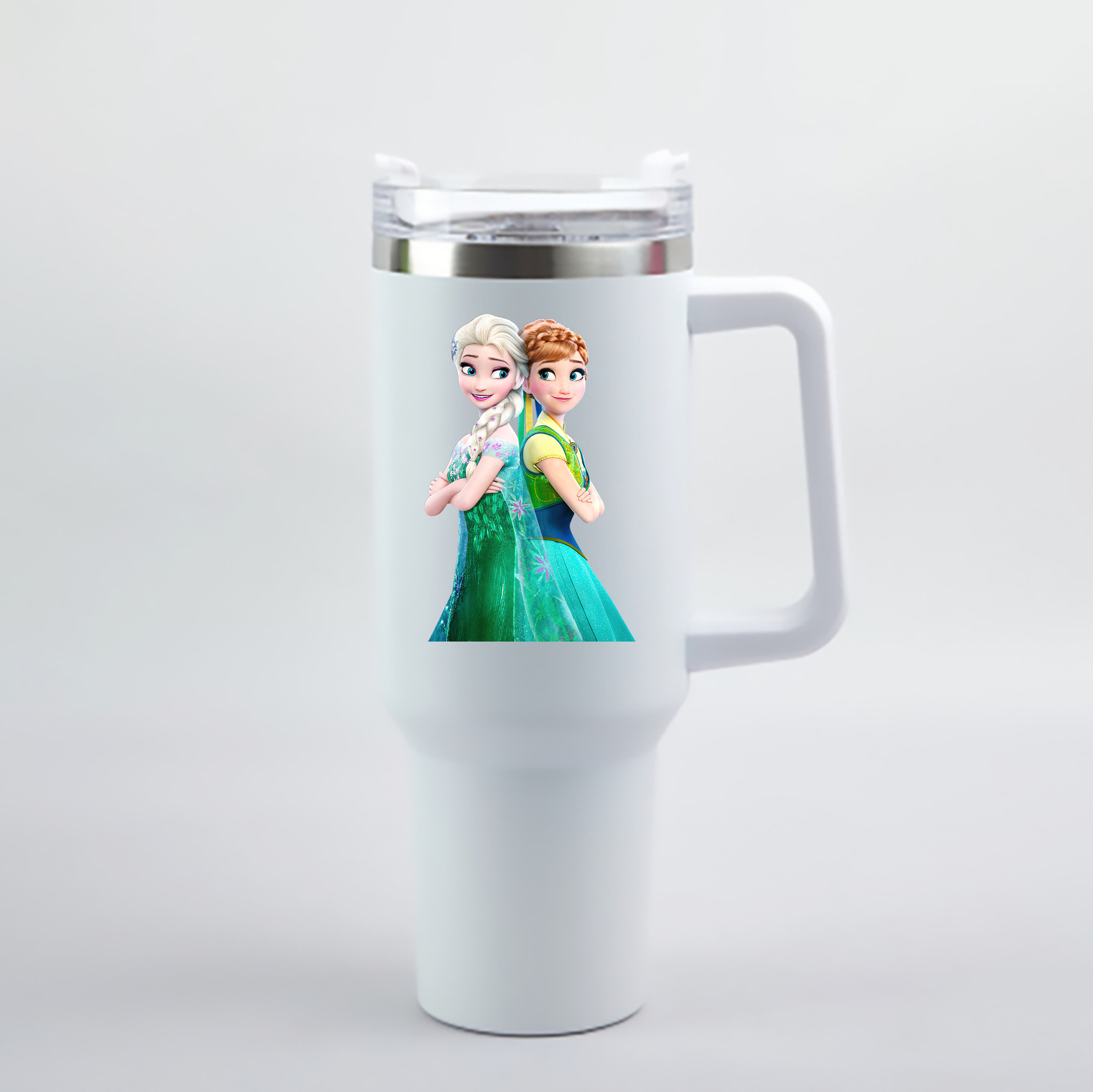（画像用） アナと雪の女王 アンナ エルサ Frozen Anna Elsa 1200mL車用タンブラー - クリスタルステッカー（プラスチックストロー付き）