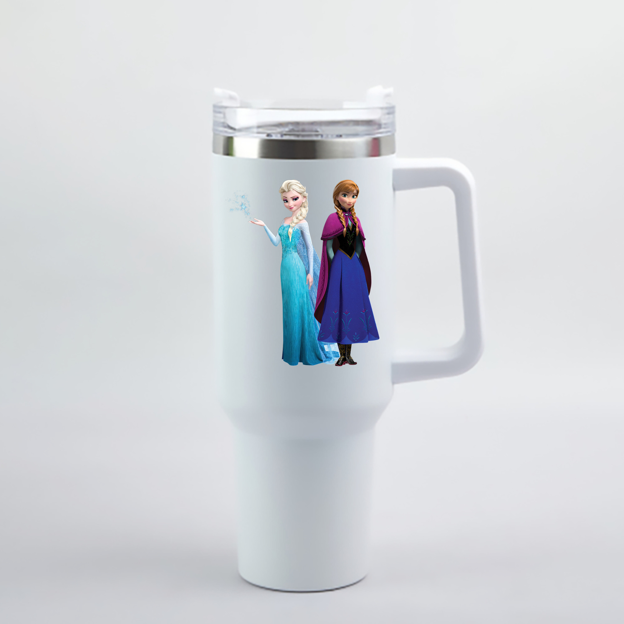 （画像用） アナと雪の女王 アンナ エルサ Frozen Anna Elsa 1200mL車用タンブラー - クリスタルステッカー（プラスチックストロー付き）