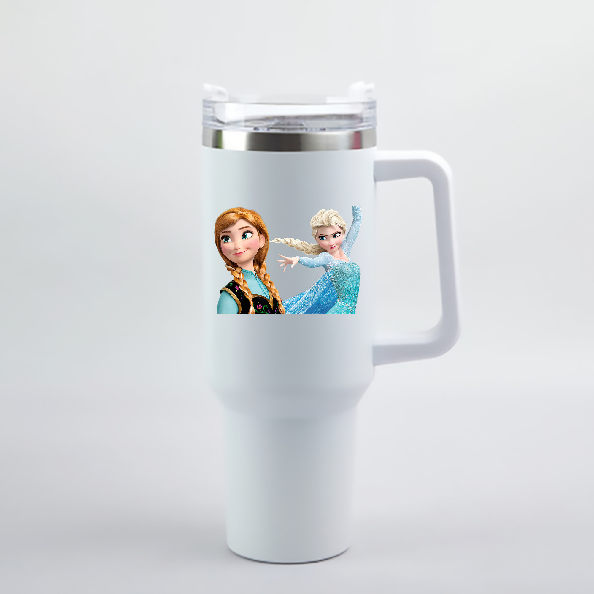 （画像用） アナと雪の女王 アンナ エルサ Frozen Anna Elsa 1200mL車用タンブラー - クリスタルステッカー（プラスチックストロー付き）