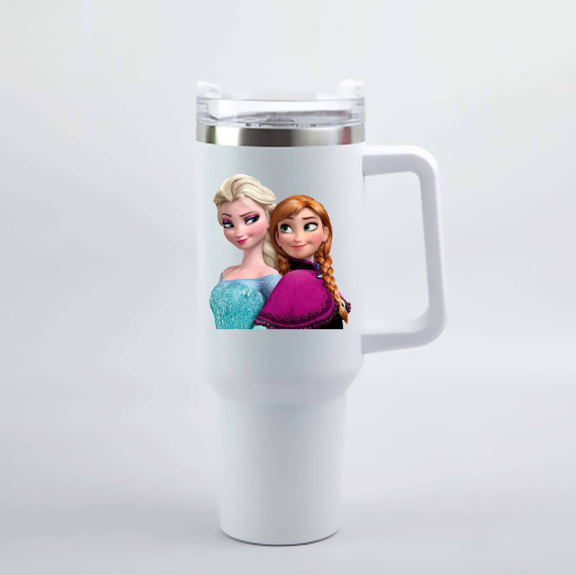 （画像用） アナと雪の女王 アンナ エルサ Frozen Anna Elsa 1200mL車用タンブラー - クリスタルステッカー（プラスチックストロー付き）