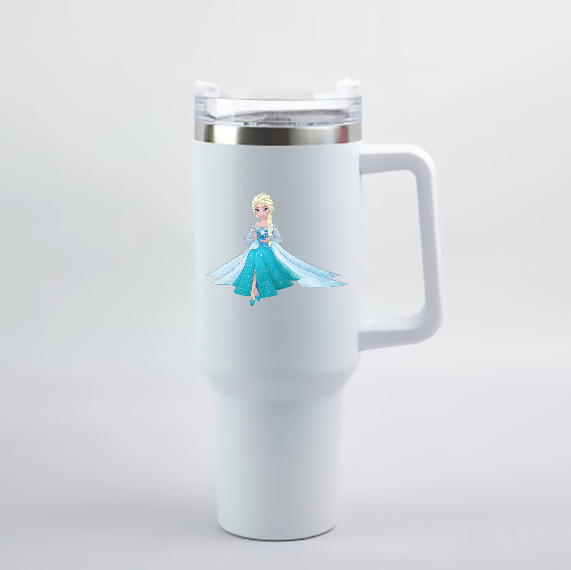 （画像用） アナと雪の女王 アンナ エルサ Frozen Anna Elsa 1200mL車用タンブラー - クリスタルステッカー（プラスチックストロー付き）