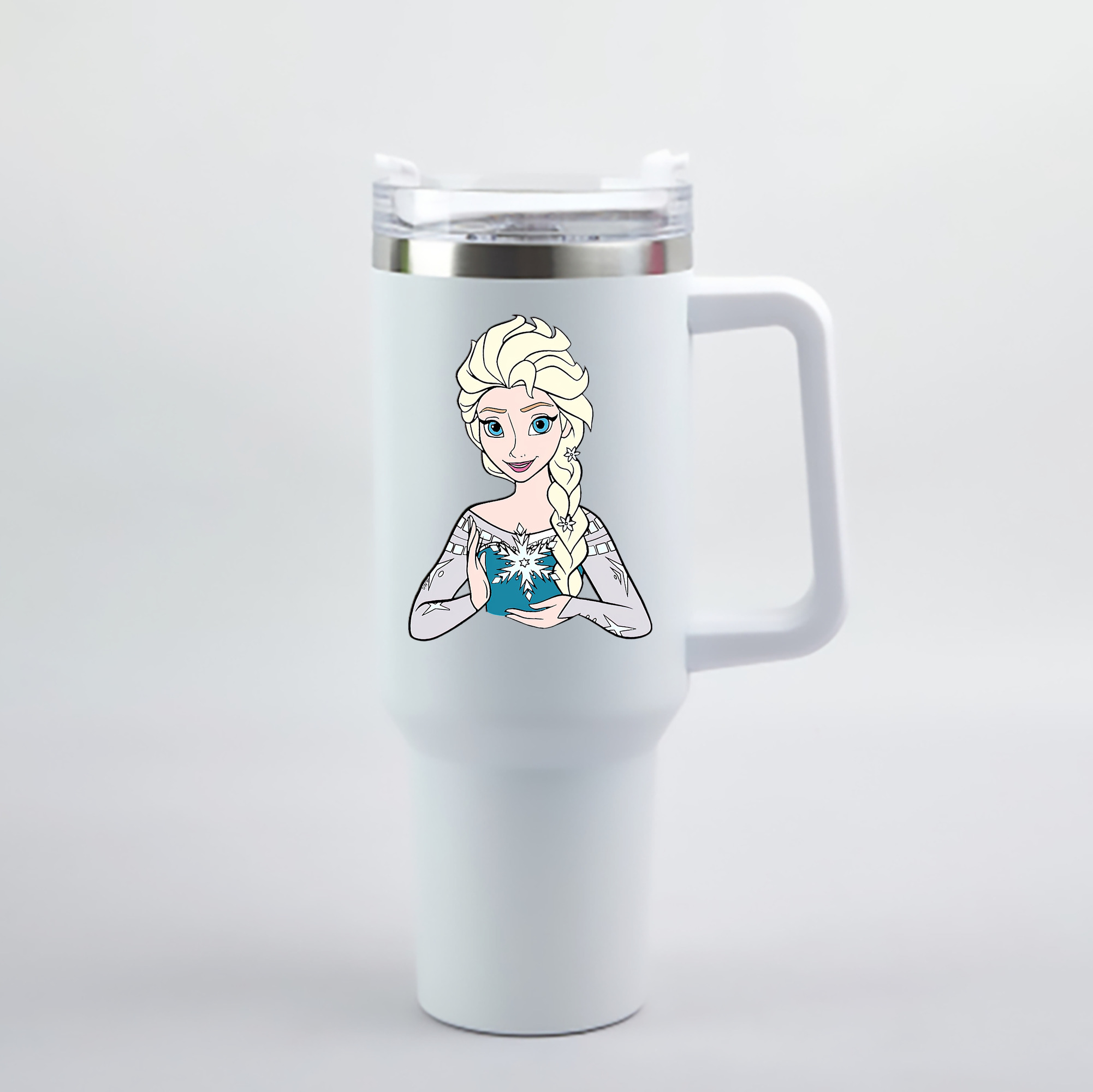 （画像用） アナと雪の女王 アンナ エルサ Frozen Anna Elsa 1200mL車用タンブラー - クリスタルステッカー（プラスチックストロー付き）