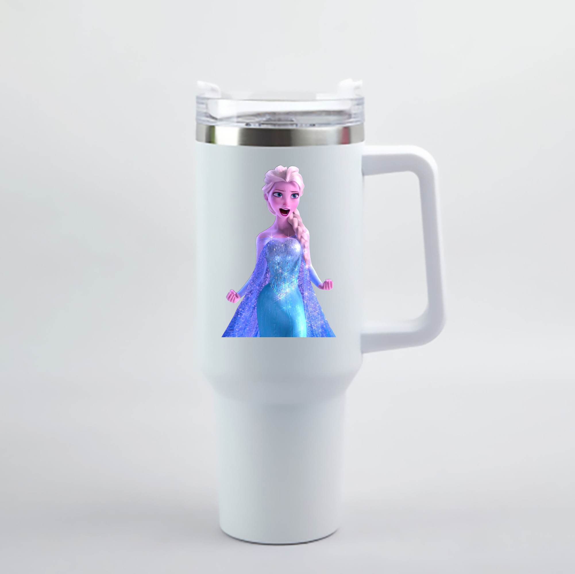 （画像用） アナと雪の女王 アンナ エルサ Frozen Anna Elsa 1200mL車用タンブラー - クリスタルステッカー（プラスチックストロー付き）