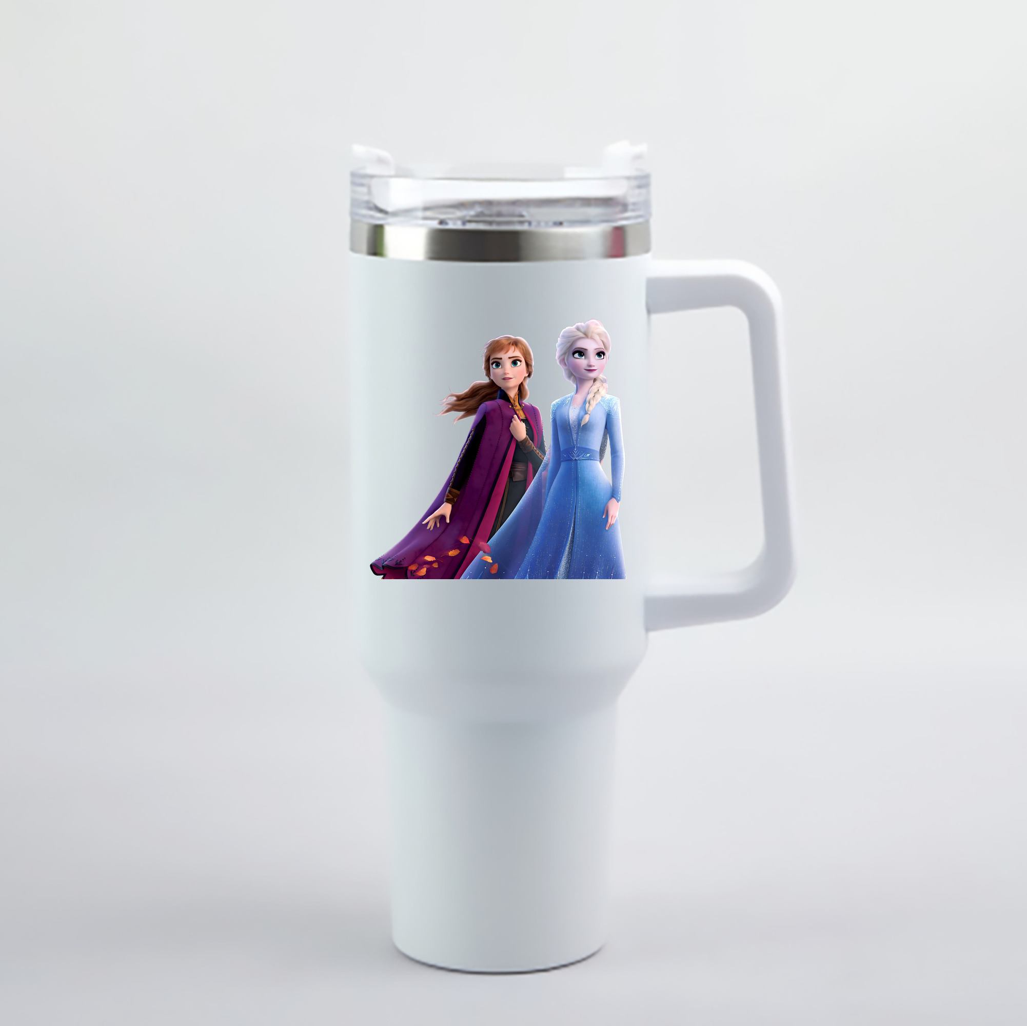 （画像用） アナと雪の女王 アンナ エルサ Frozen Anna Elsa 1200mL車用タンブラー - クリスタルステッカー（プラスチックストロー付き）