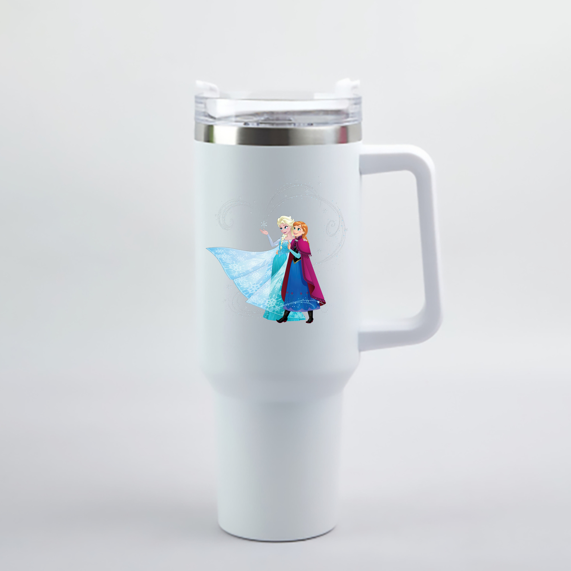 （画像用） アナと雪の女王 アンナ エルサ Frozen Anna Elsa 1200mL車用タンブラー - クリスタルステッカー（プラスチックストロー付き）