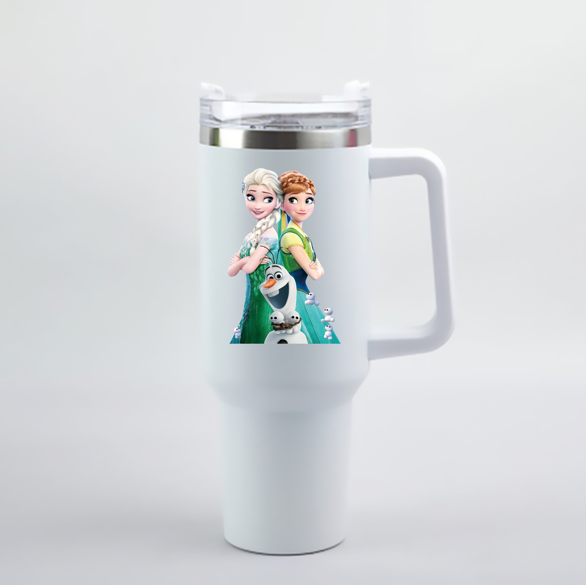 （画像用） アナと雪の女王 アンナ エルサ Frozen Anna Elsa 1200mL車用タンブラー - クリスタルステッカー（プラスチックストロー付き）