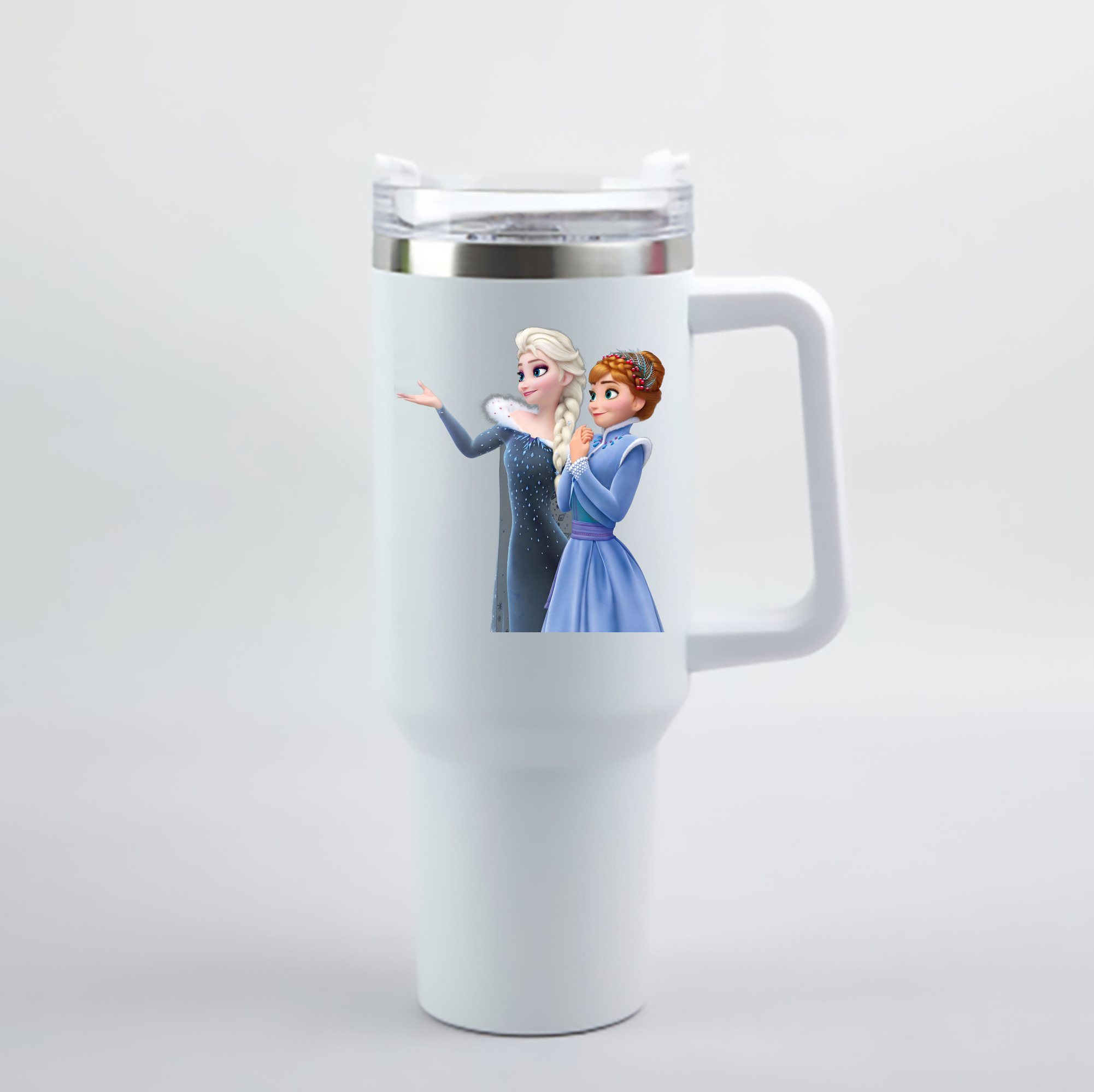 （画像用） アナと雪の女王 アンナ エルサ Frozen Anna Elsa 1200mL車用タンブラー - クリスタルステッカー（プラスチックストロー付き）