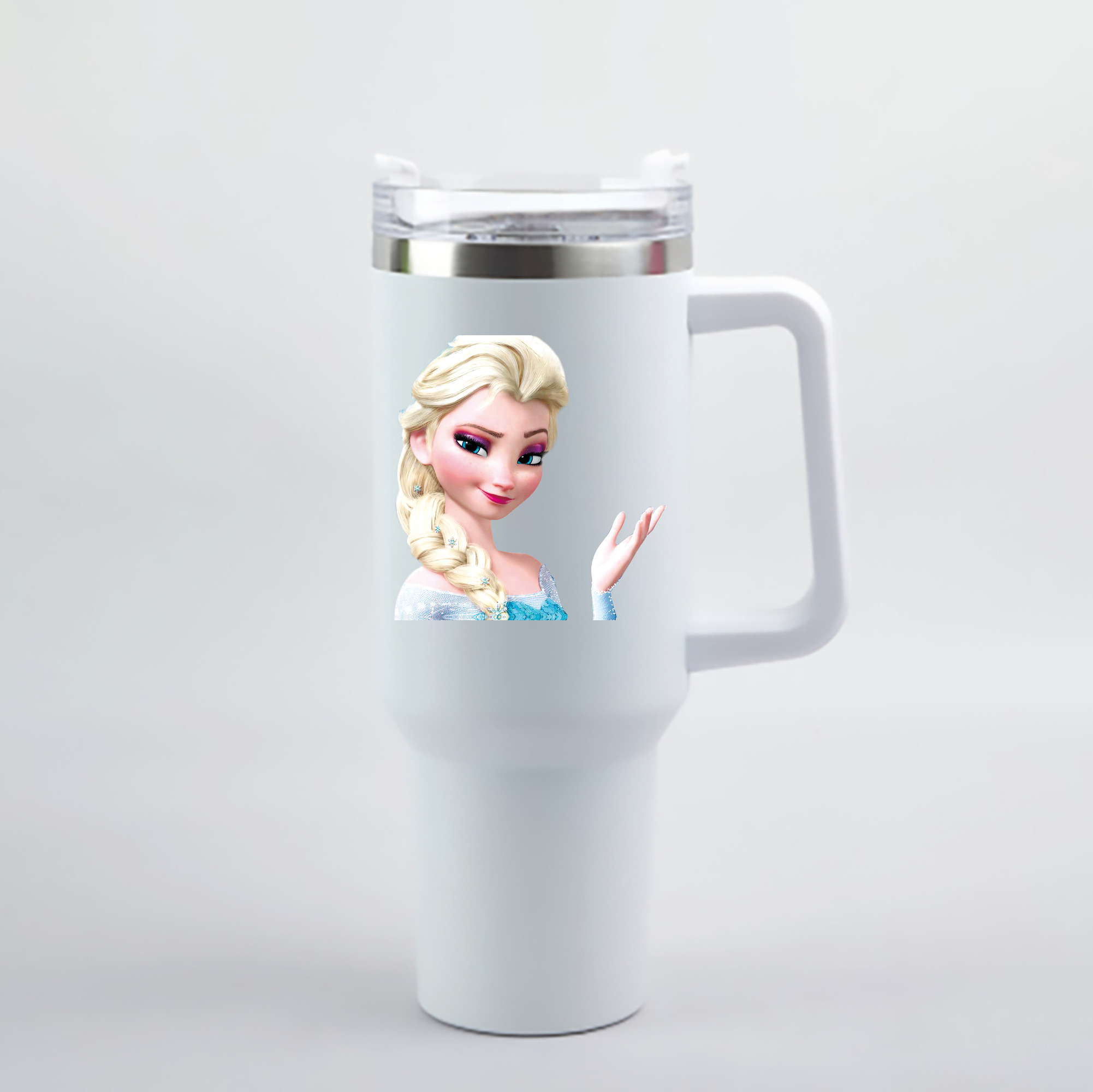 （画像用） アナと雪の女王 アンナ エルサ Frozen Anna Elsa 1200mL車用タンブラー - クリスタルステッカー（プラスチックストロー付き）