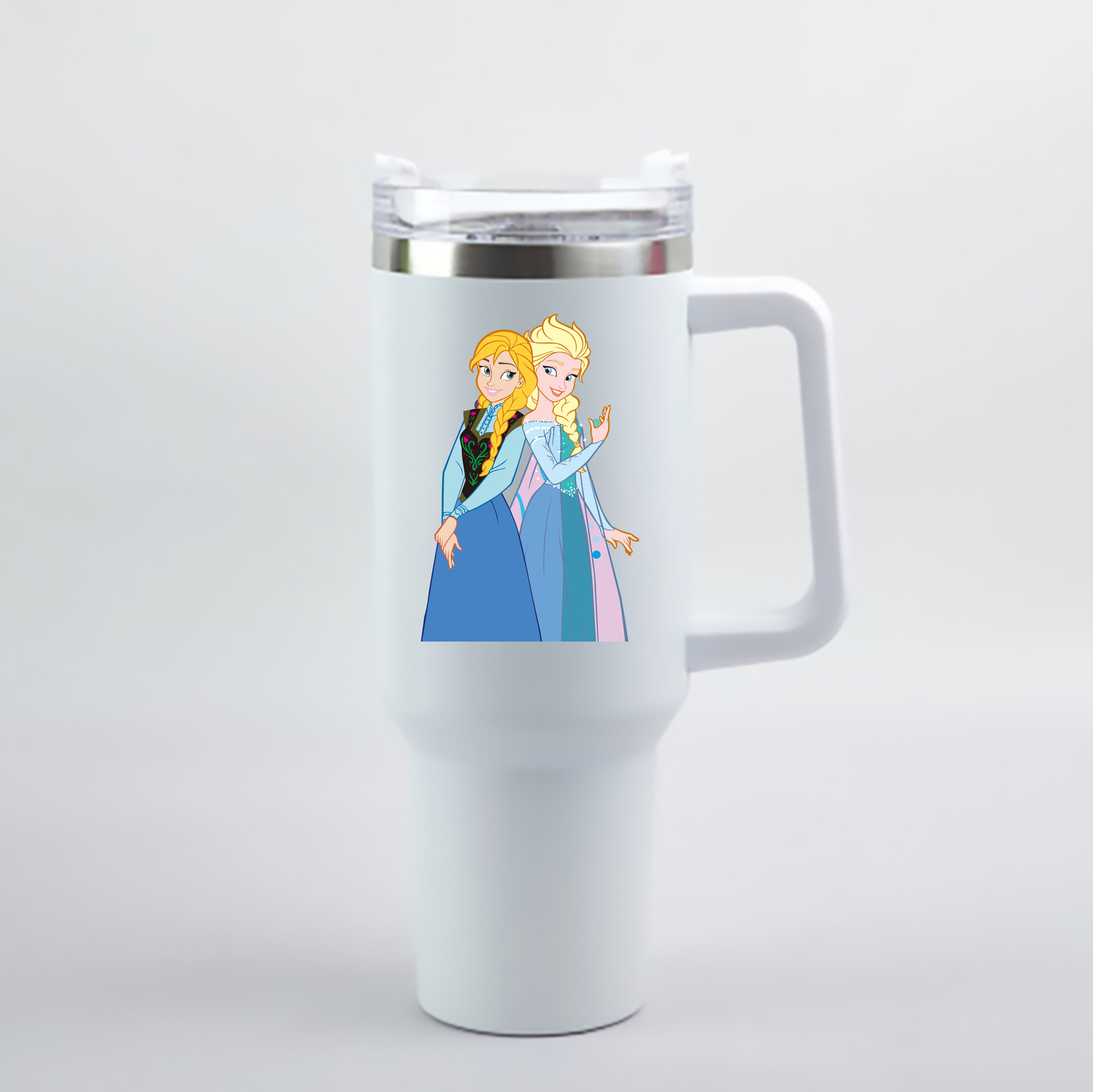 （画像用） アナと雪の女王 アンナ エルサ Frozen Anna Elsa 1200mL車用タンブラー - クリスタルステッカー（プラスチックストロー付き）