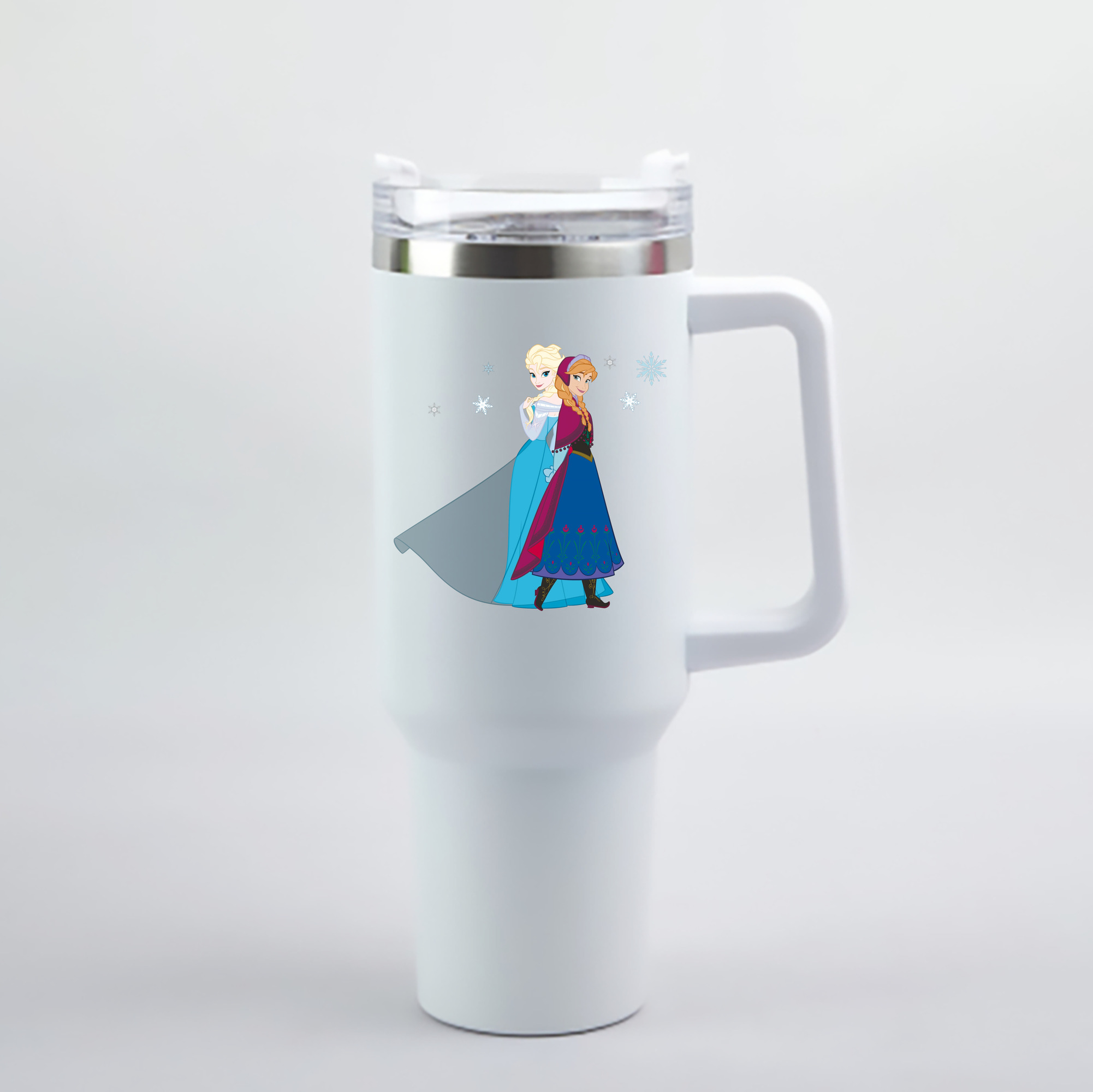 （画像用） アナと雪の女王 アンナ エルサ Frozen Anna Elsa 1200mL車用タンブラー - クリスタルステッカー（プラスチックストロー付き）
