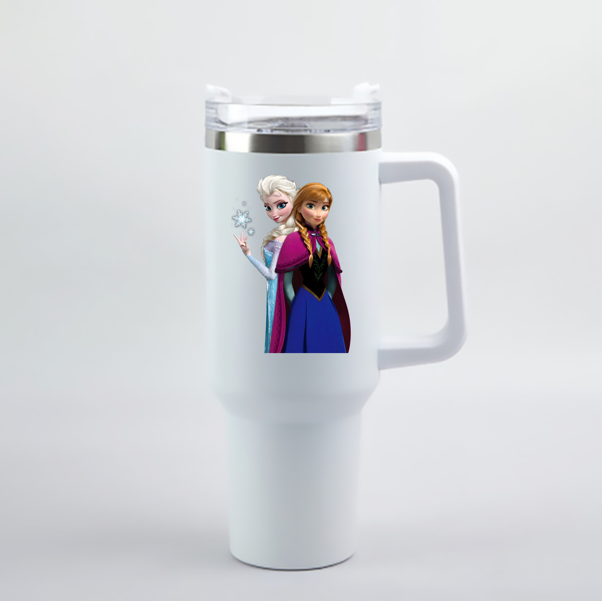 （画像用） アナと雪の女王 アンナ エルサ Frozen Anna Elsa 1200mL車用タンブラー - クリスタルステッカー（プラスチックストロー付き）