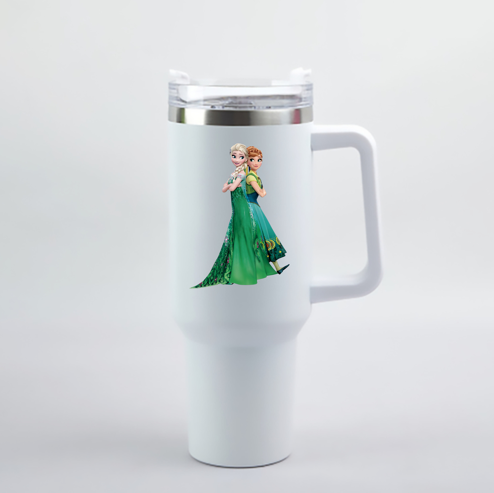 （画像用） アナと雪の女王 アンナ エルサ Frozen Anna Elsa 1200mL車用タンブラー - クリスタルステッカー（プラスチックストロー付き）