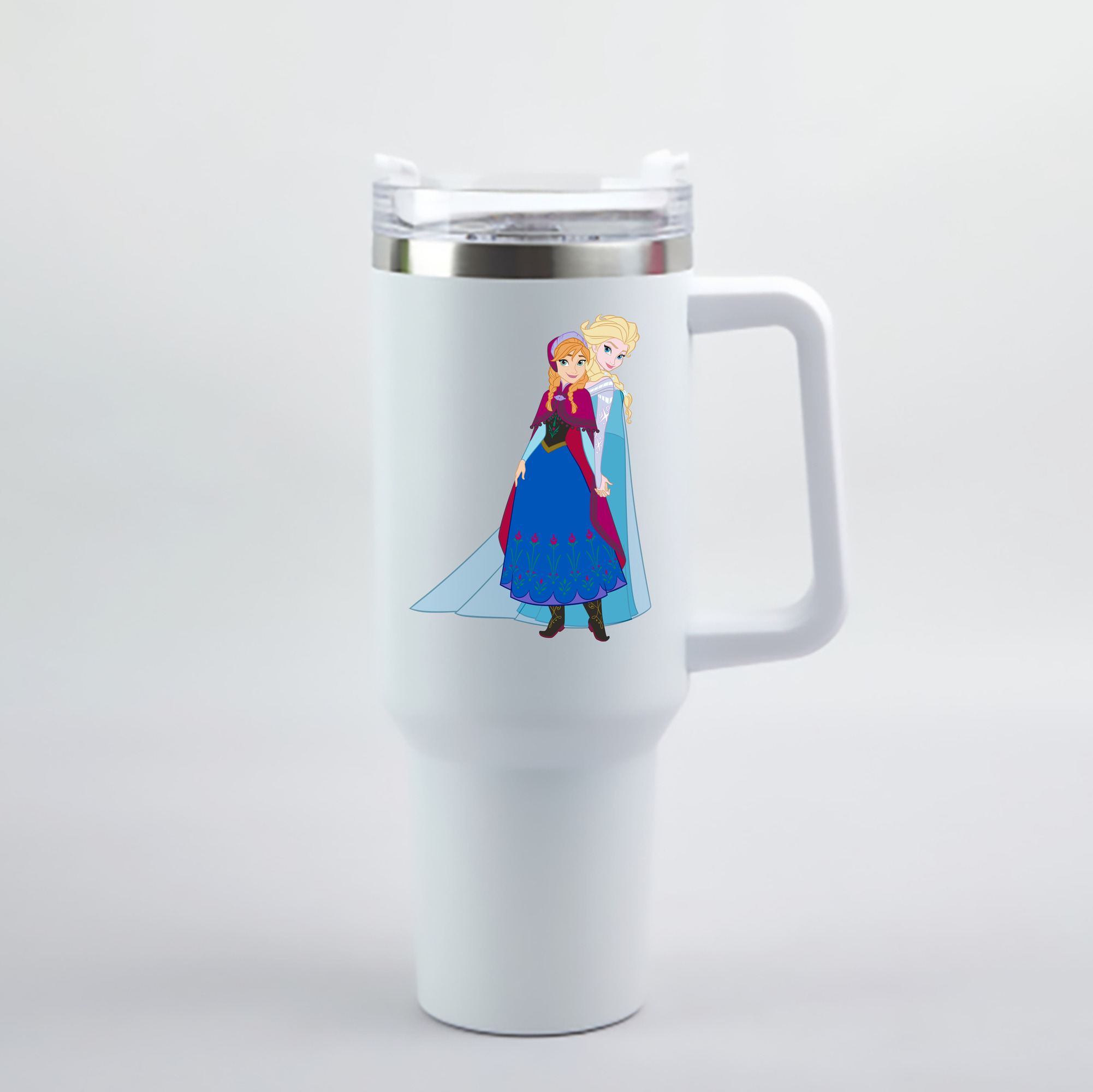 （画像用） アナと雪の女王 アンナ エルサ Frozen Anna Elsa 1200mL車用タンブラー - クリスタルステッカー（プラスチックストロー付き）