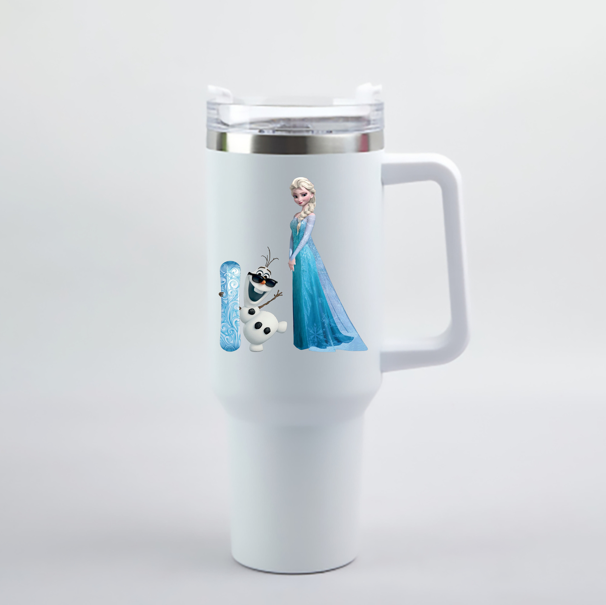 （画像用） アナと雪の女王 アンナ エルサ Frozen Anna Elsa 1200mL車用タンブラー - クリスタルステッカー（プラスチックストロー付き）