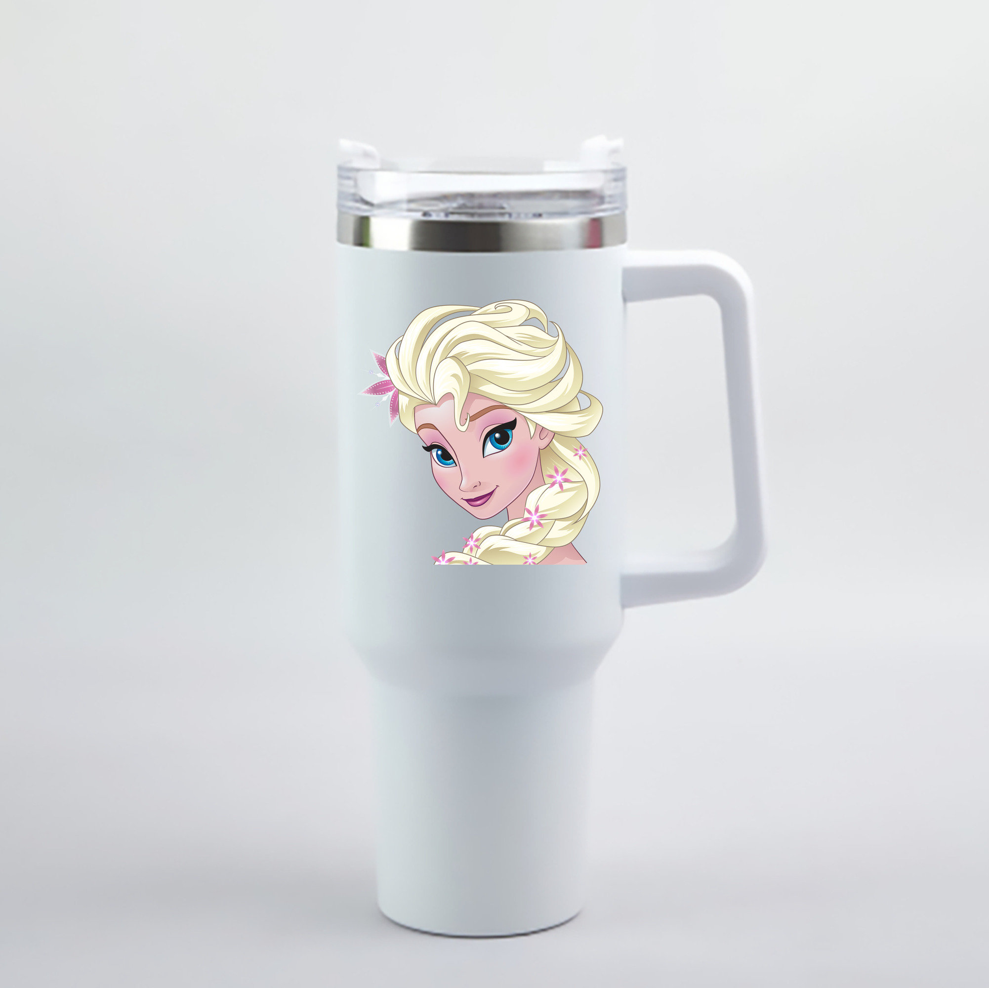 （画像用） アナと雪の女王 アンナ エルサ Frozen Anna Elsa 1200mL車用タンブラー - クリスタルステッカー（プラスチックストロー付き）