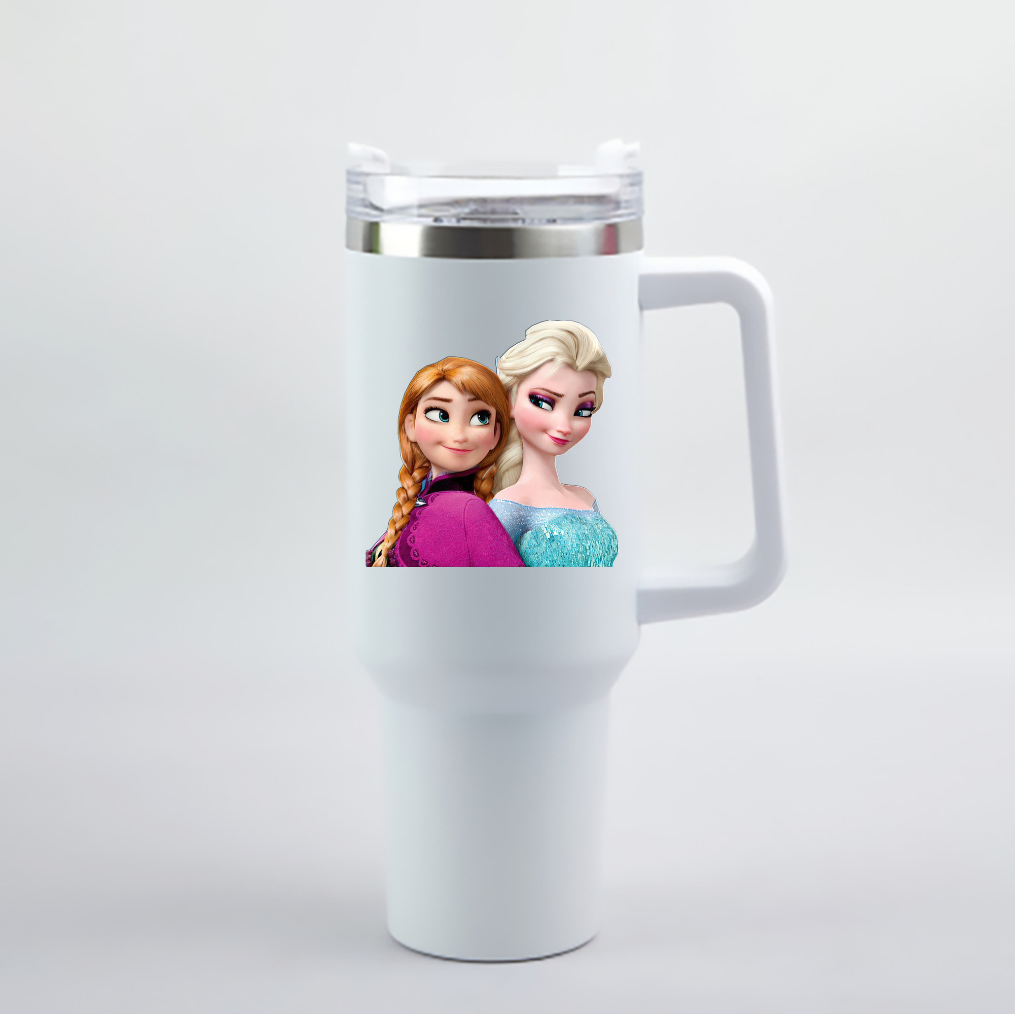 （画像用） アナと雪の女王 アンナ エルサ Frozen Anna Elsa 1200mL車用タンブラー - クリスタルステッカー（プラスチックストロー付き）
