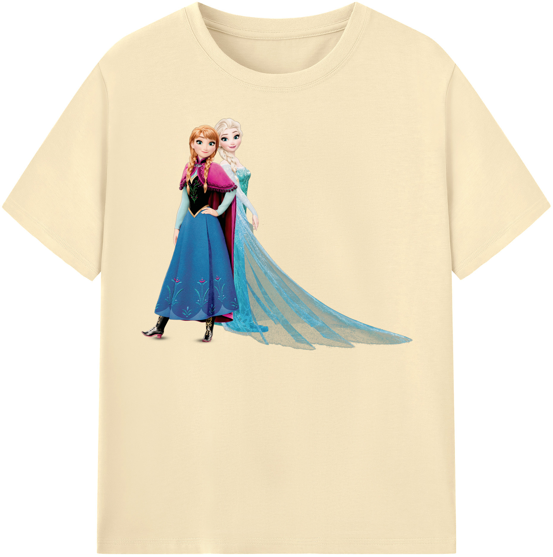 （画像用） アナと雪の女王 アンナ エルサ Frozen Anna Elsa 綿100％半袖Tシャツ（フロントプリント）