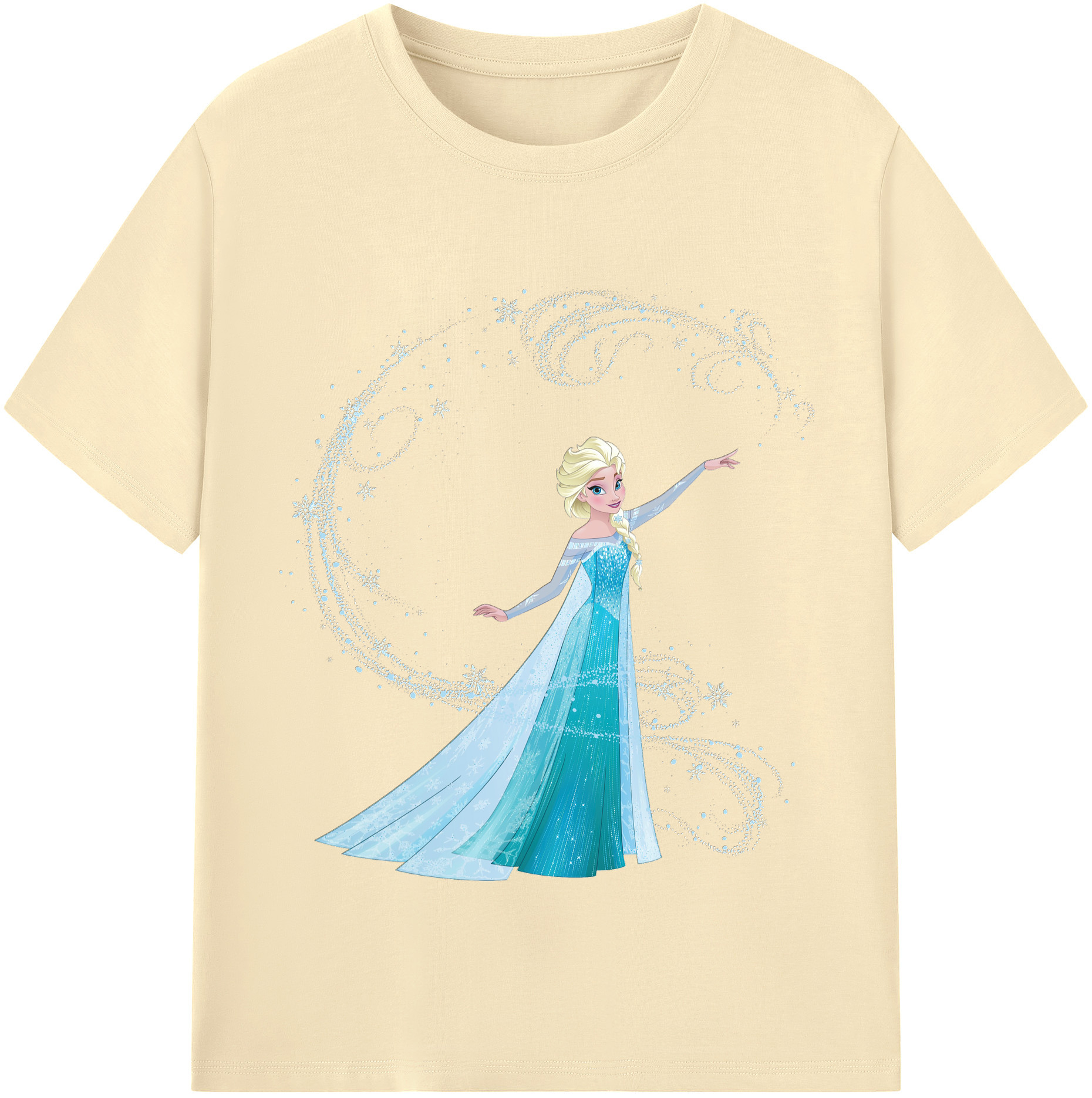 アナと雪の女王 アンナ エルサ Frozen Anna Elsa 綿100％半袖Tシャツ（フロントプリント）