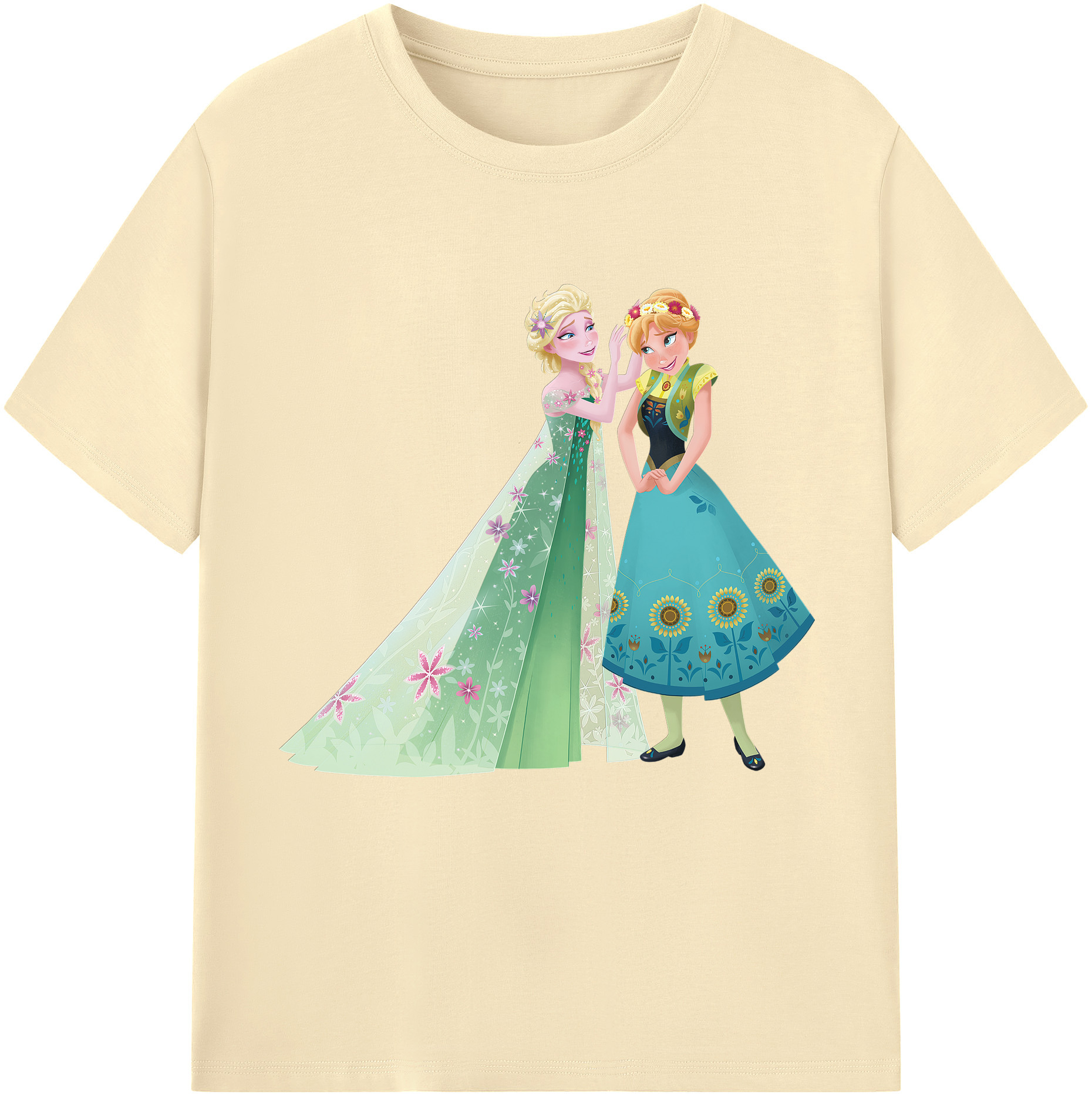 （画像用） アナと雪の女王 アンナ エルサ Frozen Anna Elsa 綿100％半袖Tシャツ（フロントプリント）