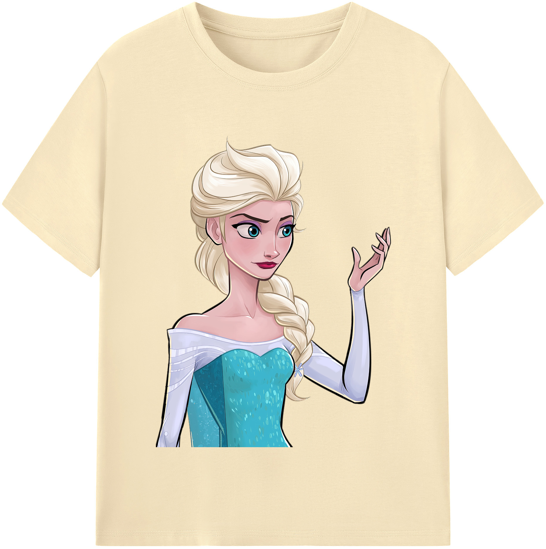 （画像用） アナと雪の女王 アンナ エルサ Frozen Anna Elsa 綿100％半袖Tシャツ（フロントプリント）
