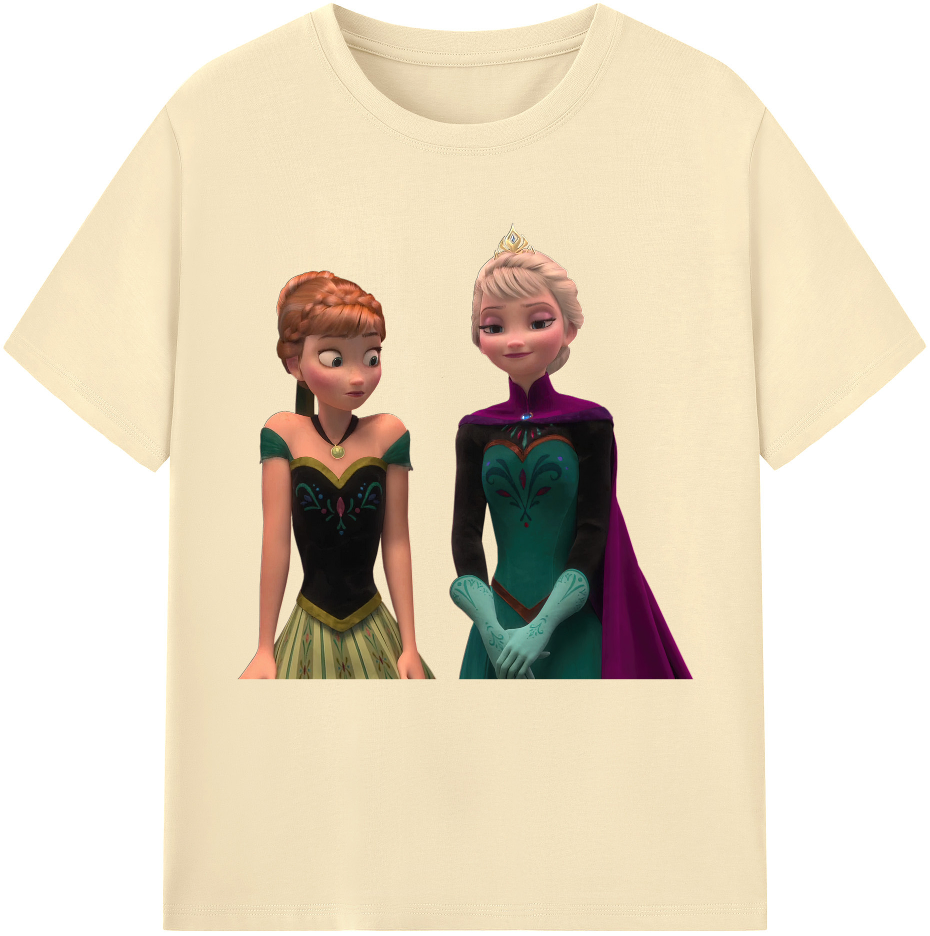 （画像用） アナと雪の女王 アンナ エルサ Frozen Anna Elsa 綿100％半袖Tシャツ（フロントプリント）