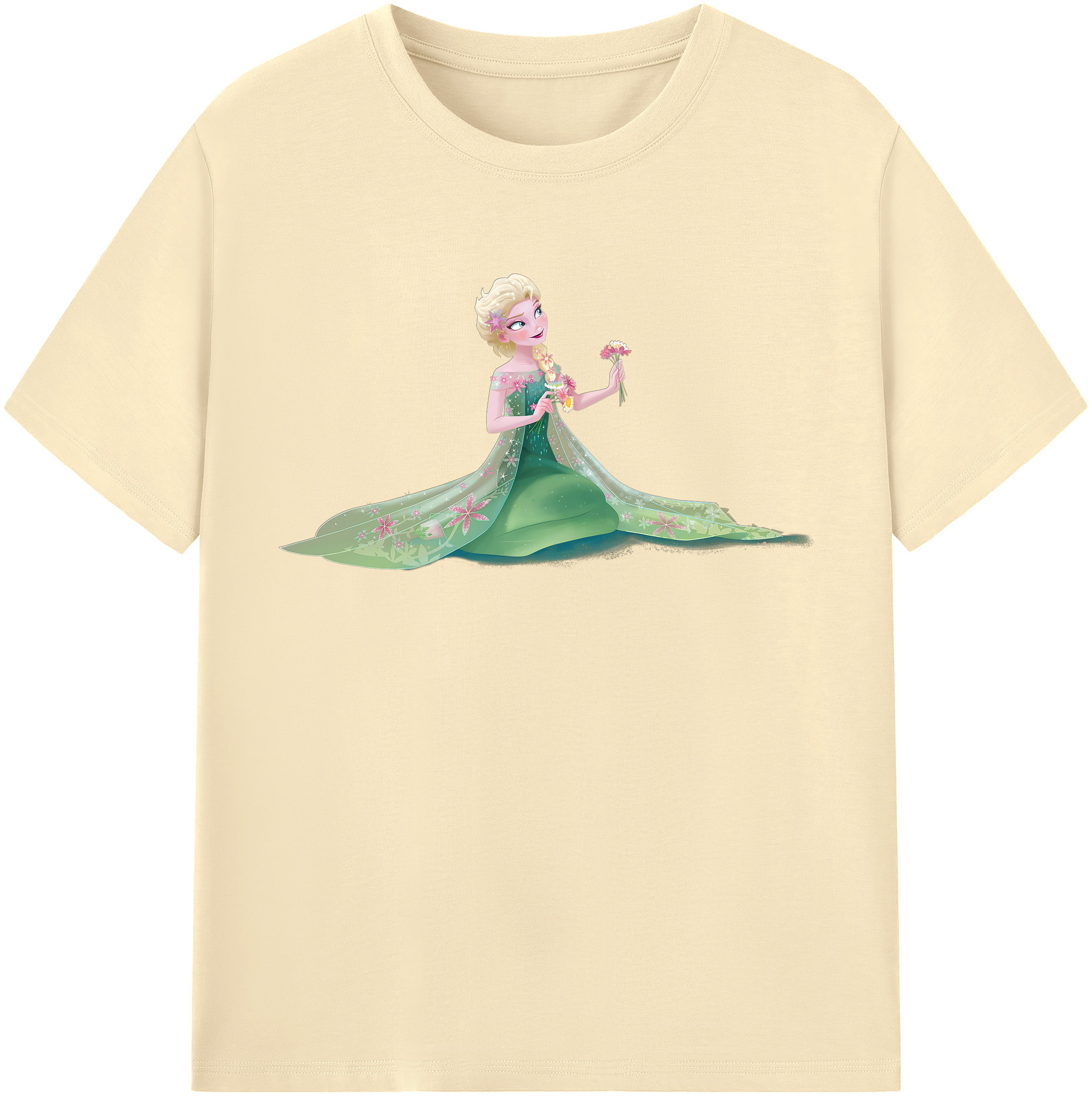 （画像用） アナと雪の女王 アンナ エルサ Frozen Anna Elsa 綿100％半袖Tシャツ（フロントプリント）
