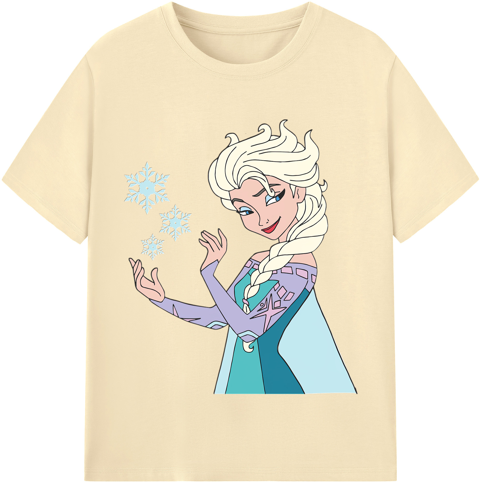 （画像用） アナと雪の女王 アンナ エルサ Frozen Anna Elsa 綿100％半袖Tシャツ（フロントプリント）