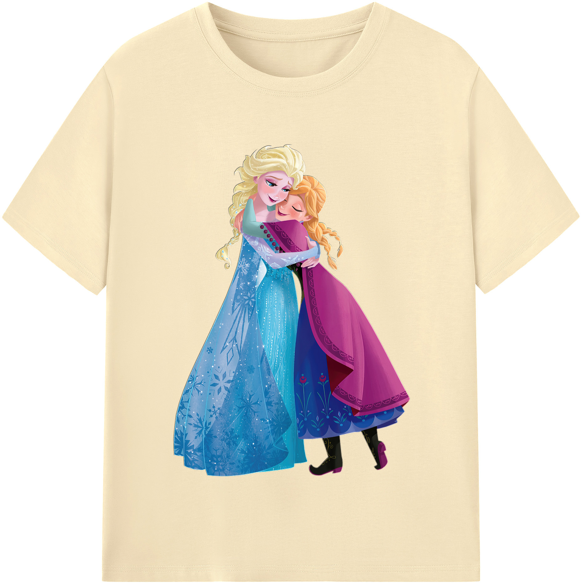 （画像用） アナと雪の女王 アンナ エルサ Frozen Anna Elsa 綿100％半袖Tシャツ（フロントプリント）
