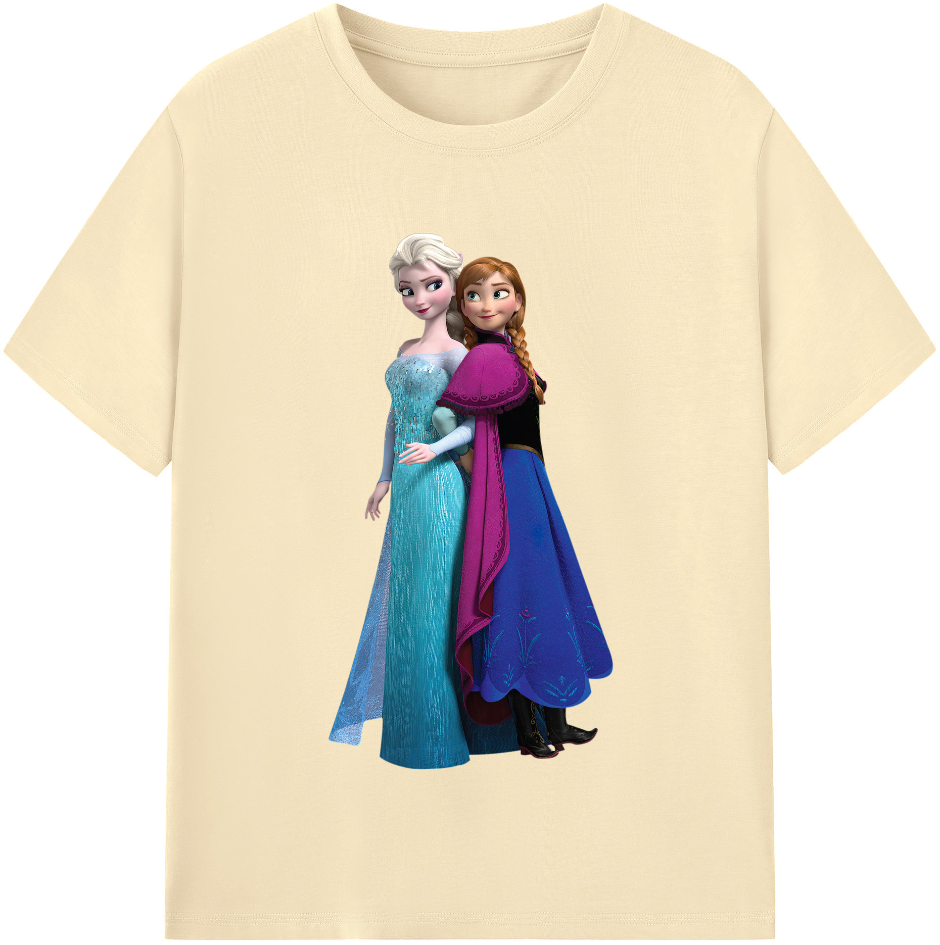 （画像用） アナと雪の女王 アンナ エルサ Frozen Anna Elsa 綿100％半袖Tシャツ（フロントプリント）